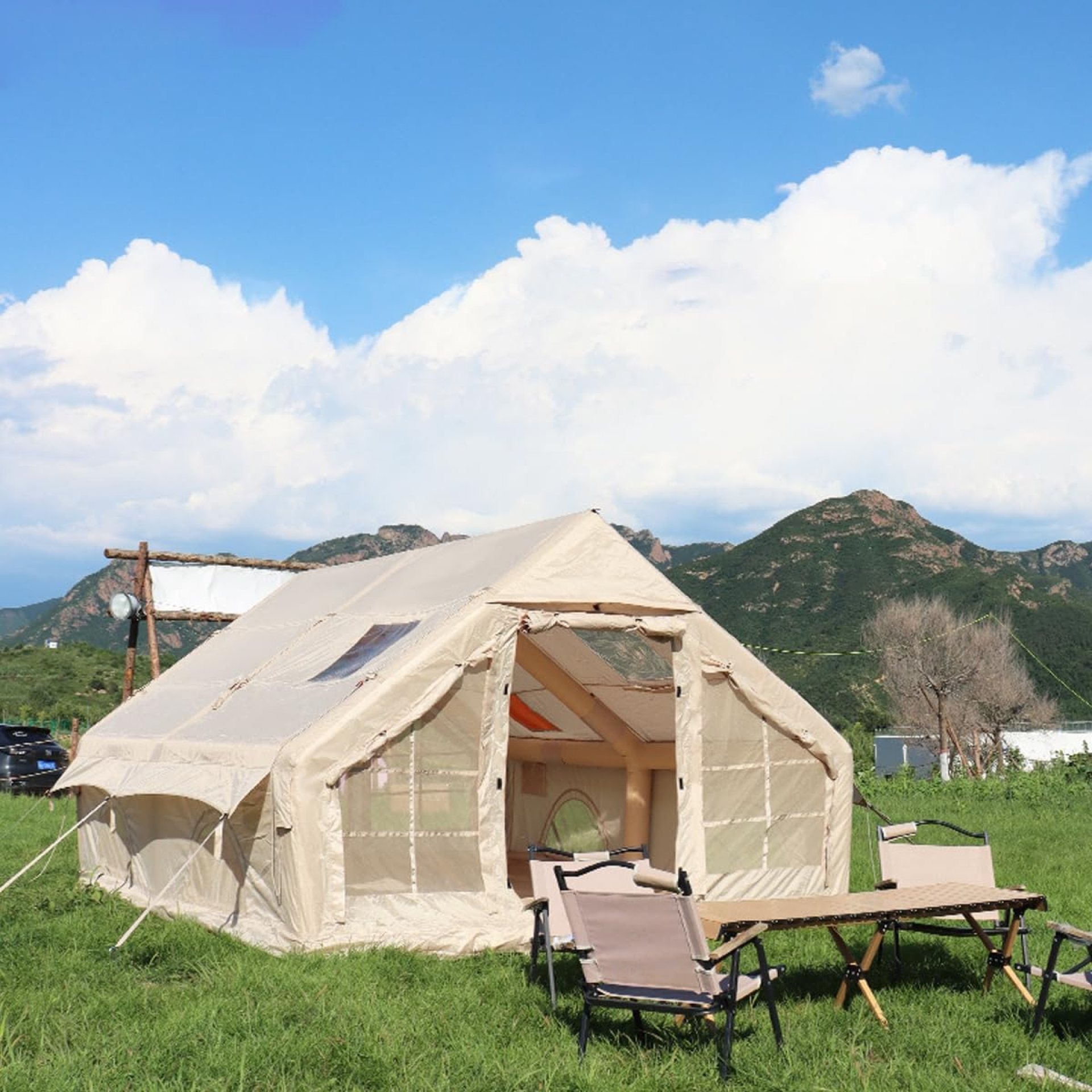 UNIISTRENGH Inflatable Camping Tent with Hand Pump, Air Glamping Tent, Easy Setup Waterproof Blow&Pop Up Tent with Privacy Screen,Stove Jack Hole and Carry Bag UNIISTRENGH Inflatable Camping Tent with Hand Pump, Air Glamping Tent, Easy Setup Waterproof Blow&Pop Up Tent with Privacy Screen,Stove Jack Hole and Carry Bag