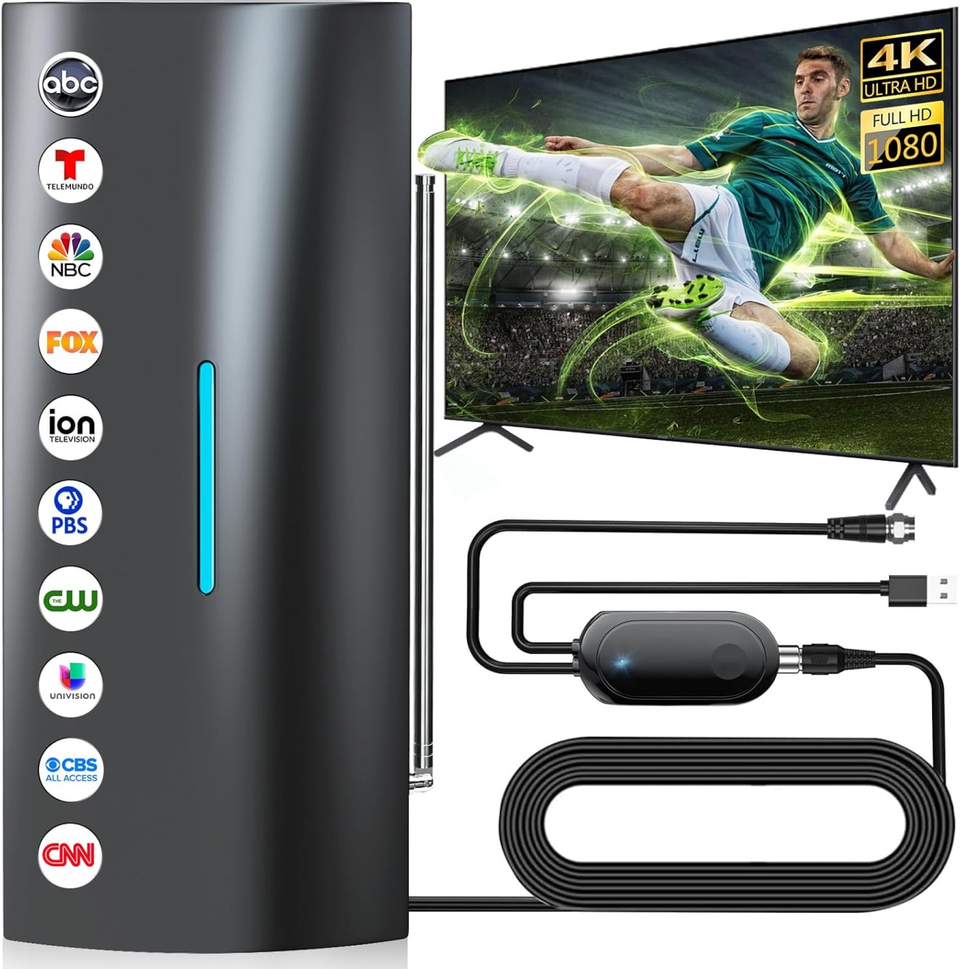 1800+ Miles Range TV Antenna Indoor, 2025 Antenna for Smart TV, Digital TV Antenna for Local Channels with Signal Booster, Long Range 360° Reception HD Antennas Supports 4K 8K 1080p-36ft Coax Cable 1800+ Miles Range TV Antenna Indoor, 2025 Antenna for Smart TV, Digital TV Antenna for Local Channels with Signal Booster, Long Range 360° Reception HD Antennas Supports 4K 8K 1080p-36ft Coax Cable
