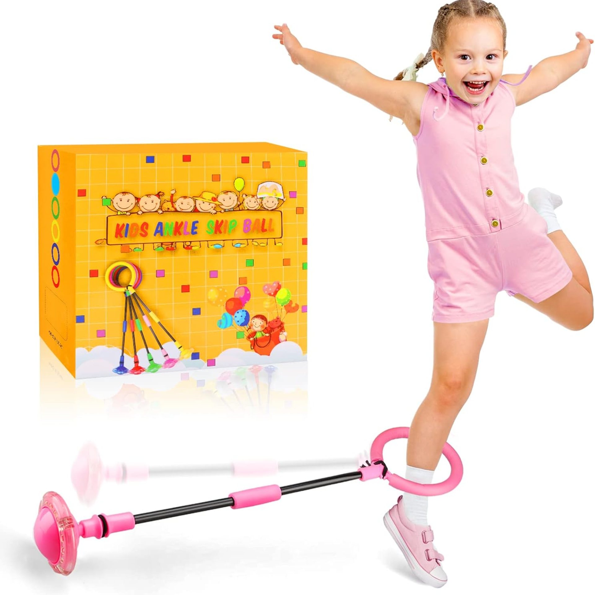 Ankle Skip Ball for Kids – Foldable Flash Wheel Skip Ball, Outside Game Toys for Kids & Adults, Gift for Boys & Girls Age 5 6 7 8 9 10 Years Old, Pink Ankle Skip Ball for Kids – Foldable Flash Wheel Skip Ball, Outside Game Toys for Kids & Adults, Gift for Boys & Girls Age 5 6 7 8 9 10 Years Old, Pink