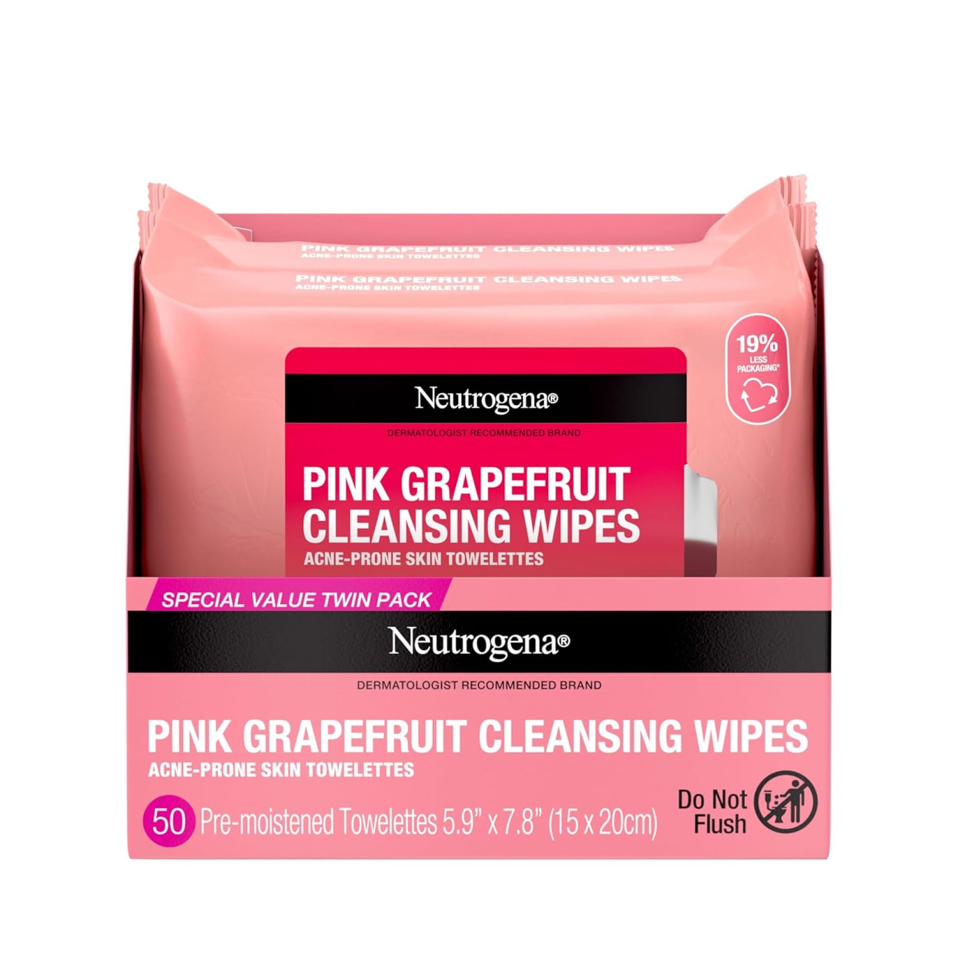 Neutrogena Makeup Remover Wipes, Facial Cleansing Wipes Suitable for Oily & Acne Prone Skin, Wipes Away Bacteria, Dirt & Oil, Scented Facial Wipes with Pink Grapefruit Extract, 50 Count Neutrogena Makeup Remover Wipes, Facial Cleansing Wipes Suitable for Oily & Acne Prone Skin, Wipes Away Bacteria, Dirt & Oil, Scented Facial Wipes with Pink Grapefruit Extract, 50 Count
