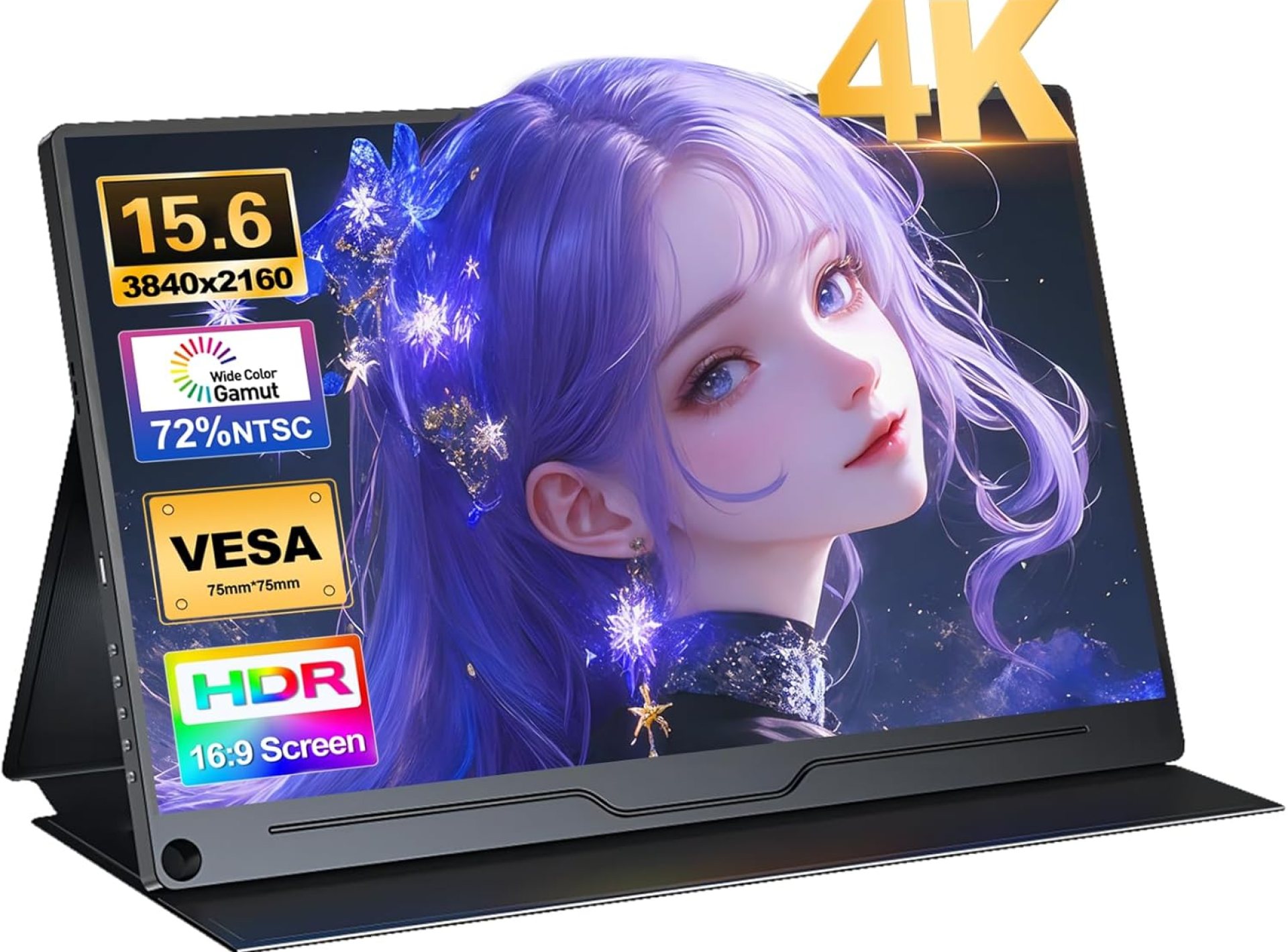 4K Portable Monitor,15.6″ 3840×2160 VESA OTG USB-C HDMI Gaming Monitor,100% RGB IPS HDR Travel Display with Speakers Smart Case for Xbox PS5 Switch PC Phone (15.6”-C) 4K Portable Monitor,15.6″ 3840×2160 VESA OTG USB-C HDMI Gaming Monitor,100% RGB IPS HDR Travel Display with Speakers Smart Case for Xbox PS5 Switch PC Phone (15.6”-C)