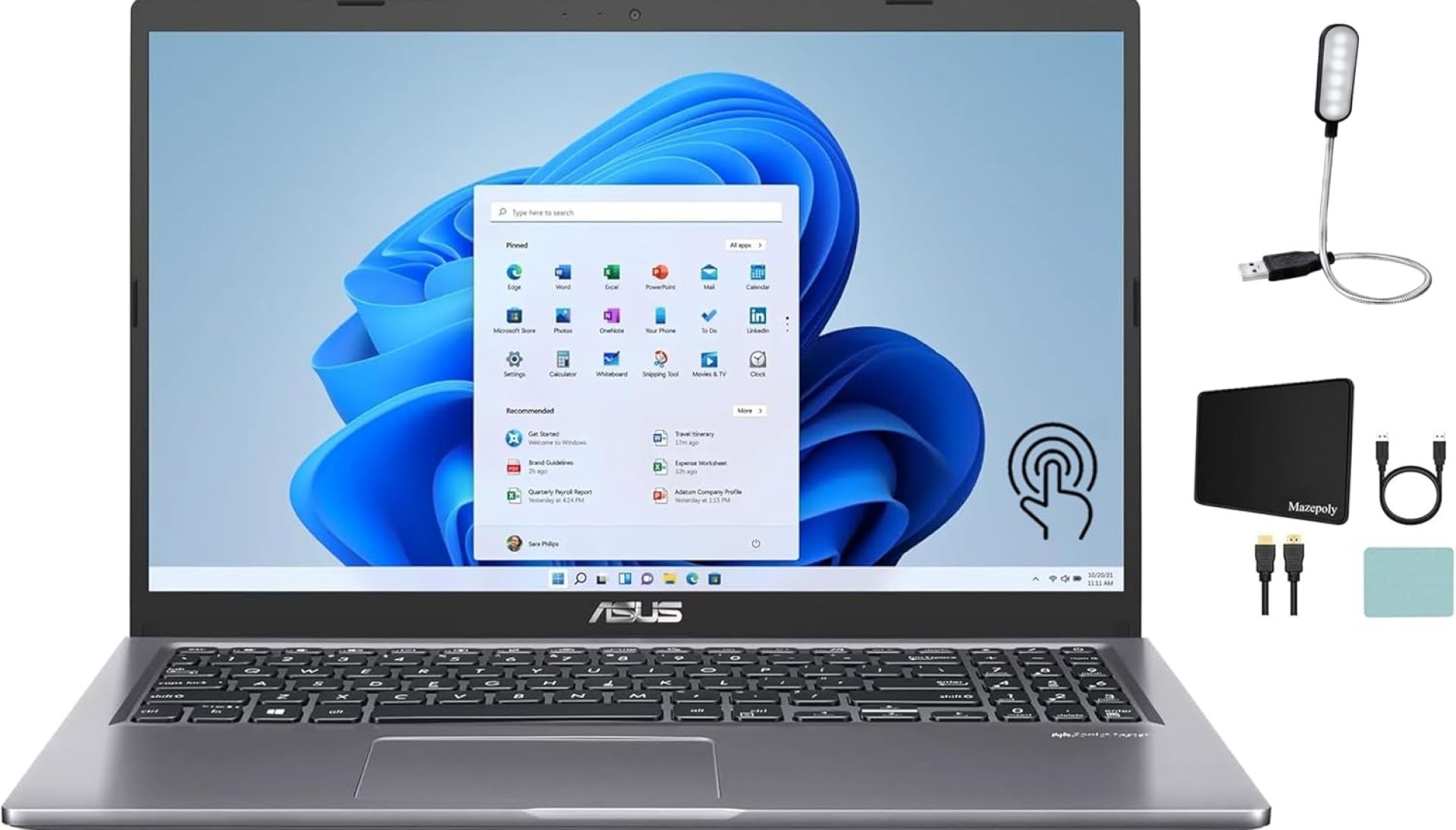 ASUS Vivobook 15 Laptop, 15.6″ FHD Touchscreen, Intel Core i5-1135G7, 12GB RAM, 1TB PCIe SSD, Webcam, Wi-Fi 5, Numeric Keypad, Windows 11 Home, Grey + Accessories ASUS Vivobook 15 Laptop, 15.6″ FHD Touchscreen, Intel Core i5-1135G7, 12GB RAM, 1TB PCIe SSD, Webcam, Wi-Fi 5, Numeric Keypad, Windows 11 Home, Grey + Accessories