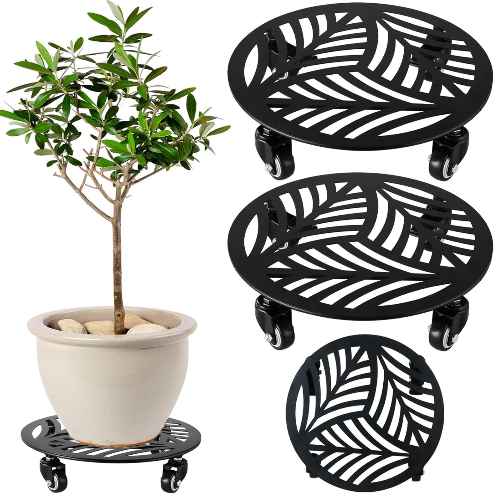 2 Packs Large Metal Plant Caddy with Wheels 14” Heavy-Duty Wrought Iron Rolling Plant Stands with Casters Indoor and Outdoor Plant Pot Roller Base Plant Saucer Movers Black 2 Packs Large Metal Plant Caddy with Wheels 14” Heavy-Duty Wrought Iron Rolling Plant Stands with Casters Indoor and Outdoor Plant Pot Roller Base Plant Saucer Movers Black
