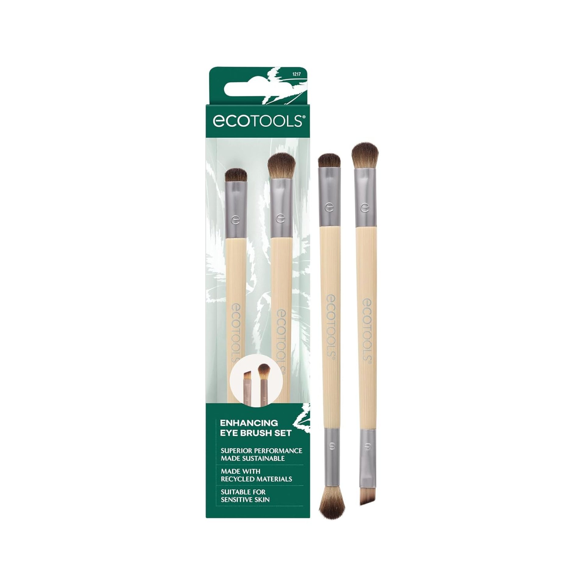 EcoTools Enhancing Eye Brush Set, Makeup Brushes For Liquid, Cream & Powder Eyeshadow & Eye Liner Application, Dual-Sided & Eco-Friendly, Synthetic Bristles, Cruelty-Free, 2 Piece Set EcoTools Enhancing Eye Brush Set, Makeup Brushes For Liquid, Cream & Powder Eyeshadow & Eye Liner Application, Dual-Sided & Eco-Friendly, Synthetic Bristles, Cruelty-Free, 2 Piece Set