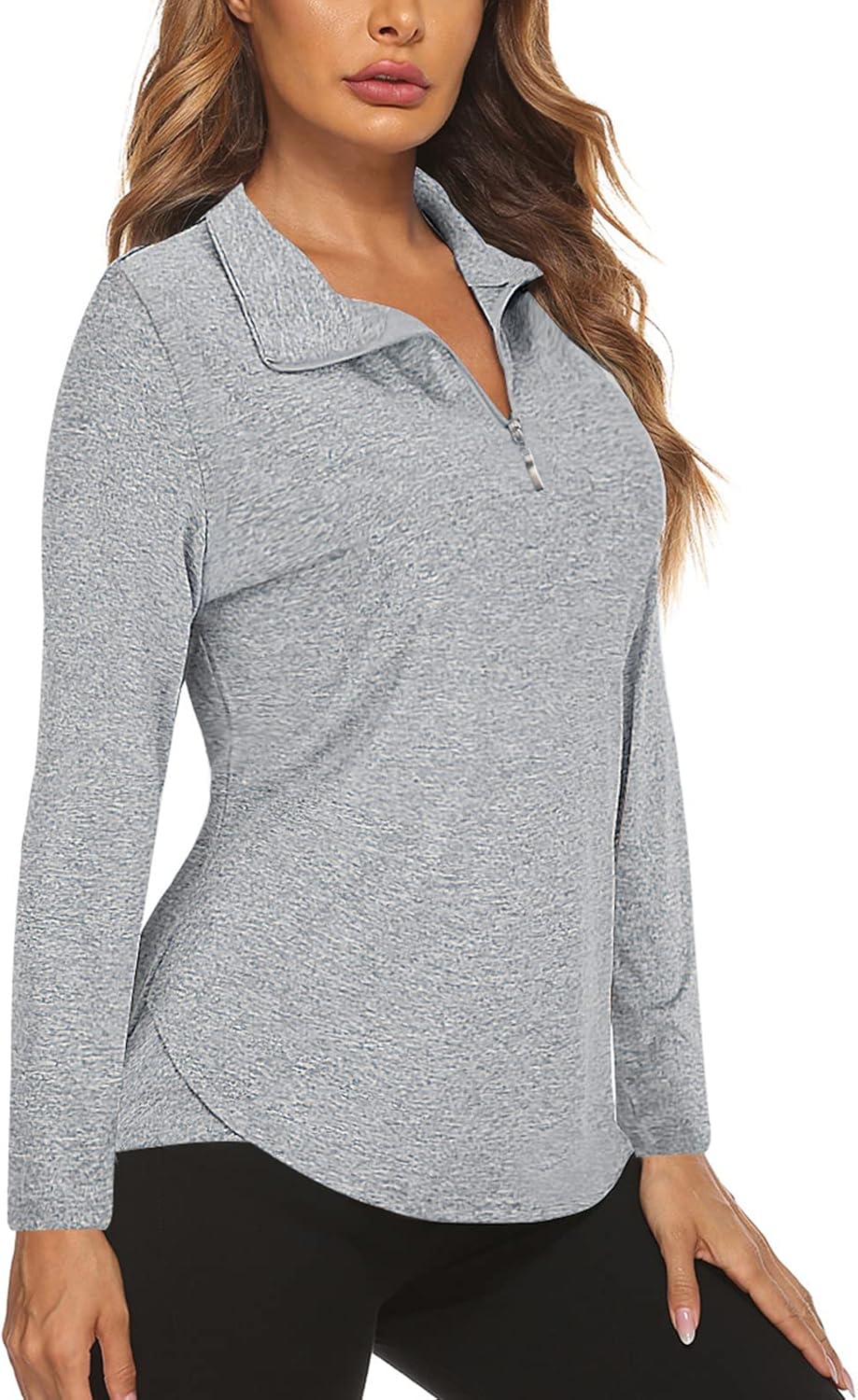 Koscacy Long Sleeve V Neck Half Zip Golf Pullover for Ladies Gym Training Outdoor Sports Workout Tennis Top, Purple Geometry Koscacy Long Sleeve V Neck Half Zip Golf Pullover for Ladies Gym Training Outdoor Sports Workout Tennis Top, Purple Geometry