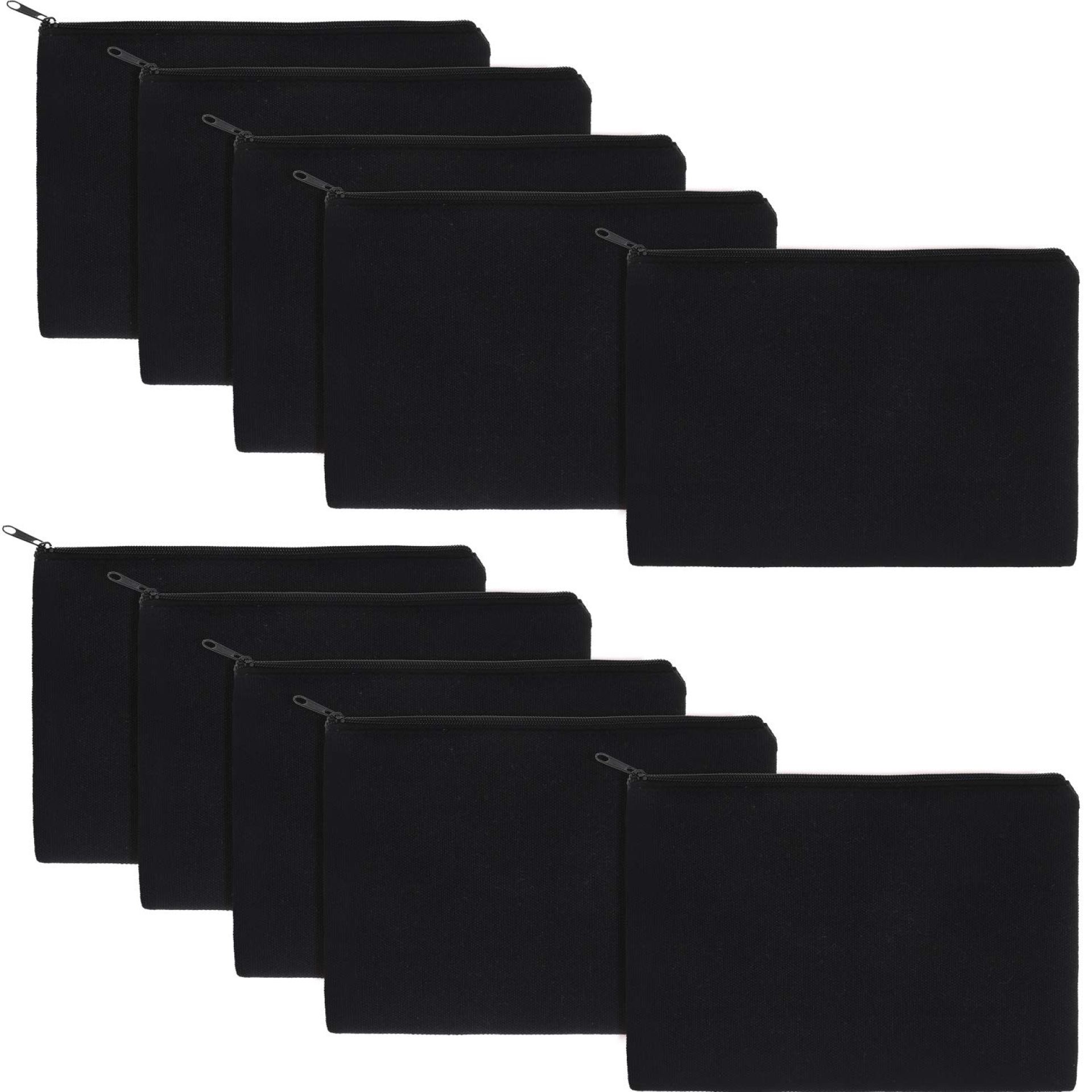 10 Pieces Cosmetic Canvas Pouch Bag Multipurpose Makeup Bag with Zipper Cotton Canvas Travel Toiletry Pouch DIY Craft (M, Black) 10 Pieces Cosmetic Canvas Pouch Bag Multipurpose Makeup Bag with Zipper Cotton Canvas Travel Toiletry Pouch DIY Craft (M, Black)