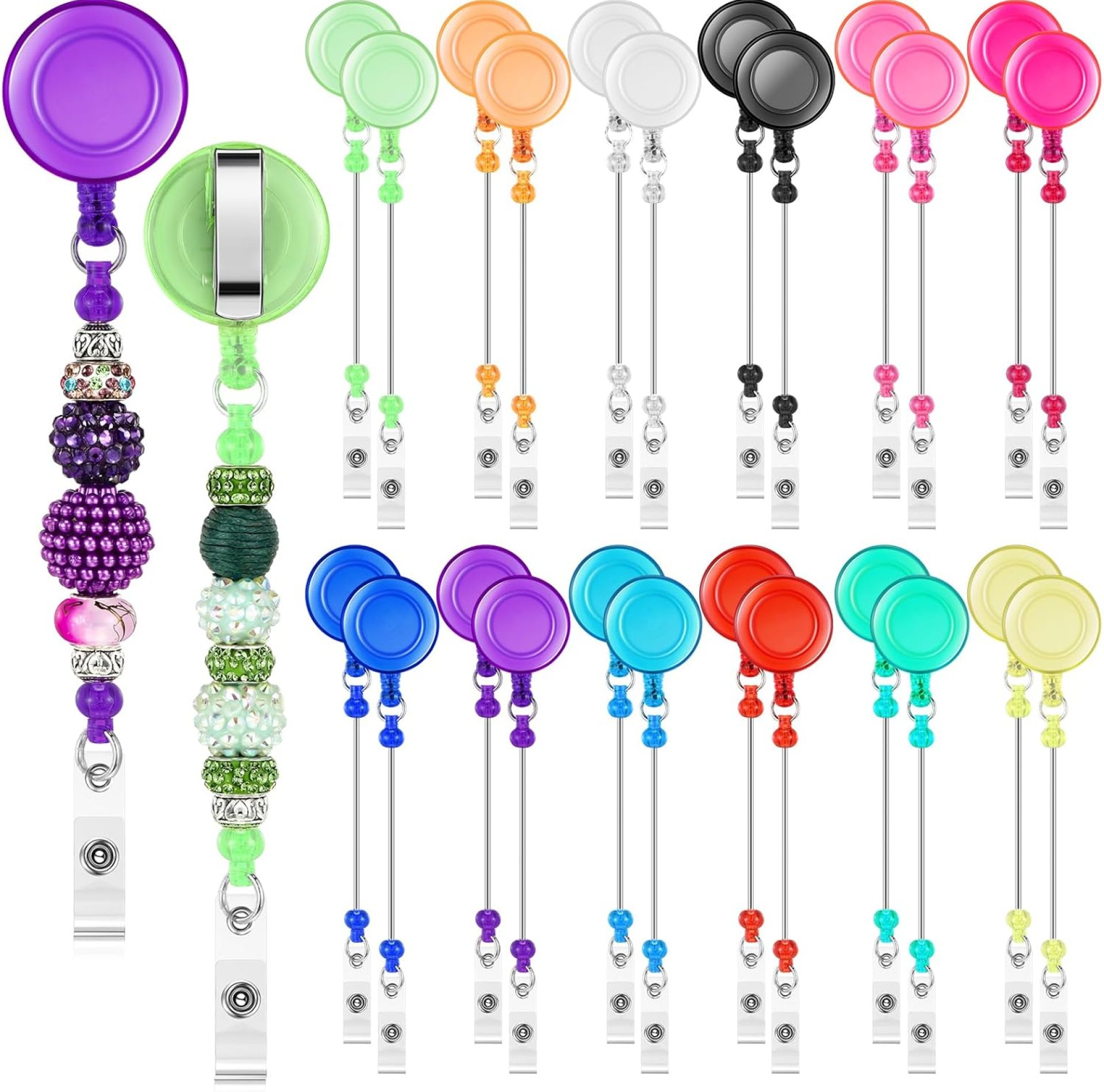 24 Pcs Beadable Badge Reel Retractable Clips Holder for Beads Bulk Blank Bar ID Name Badge Reels with Belt Clip Beadable Items Jewelry DIY Gift for Nurse Teacher Office Supplies 24 Pcs Beadable Badge Reel Retractable Clips Holder for Beads Bulk Blank Bar ID Name Badge Reels with Belt Clip Beadable Items Jewelry DIY Gift for Nurse Teacher Office Supplies
