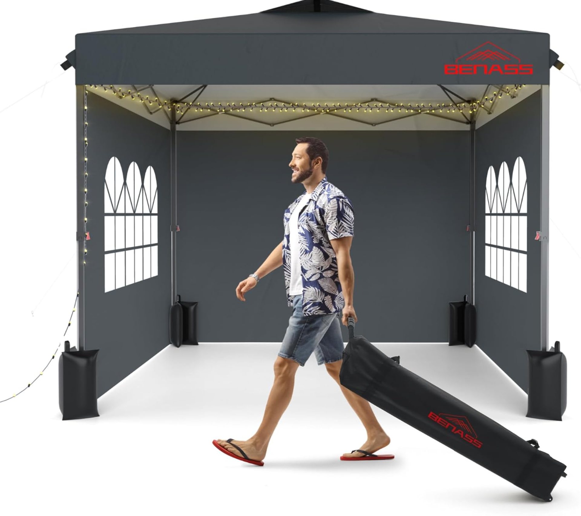 10×10 Pop Up Canopy with Sidewalls, Easy Up Canopy Tent, Heavy Duty Tents for Parties, One Person Set Up Event Tent, Grey 10×10 Pop Up Canopy with Sidewalls, Easy Up Canopy Tent, Heavy Duty Tents for Parties, One Person Set Up Event Tent, Grey