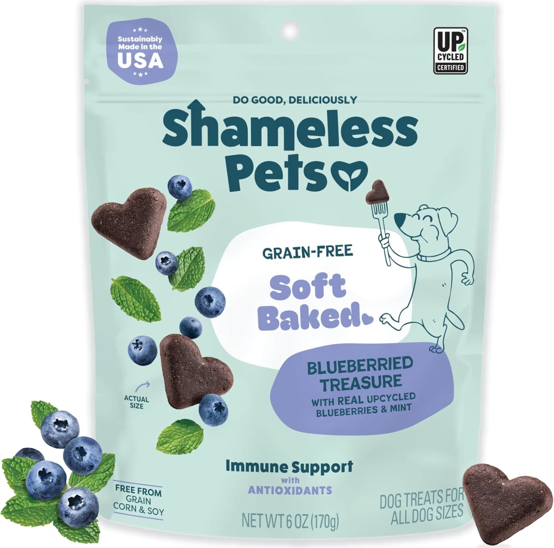 Shameless Pets Soft-Baked Dog Treats, Blueberried Treasure – Natural & Healthy Dog Chews with Mint for Immune Support – Made in USA, Free from Grain, Corn & Soy – 1-Pack Shameless Pets Soft-Baked Dog Treats, Blueberried Treasure – Natural & Healthy Dog Chews with Mint for Immune Support – Made in USA, Free from Grain, Corn & Soy – 1-Pack