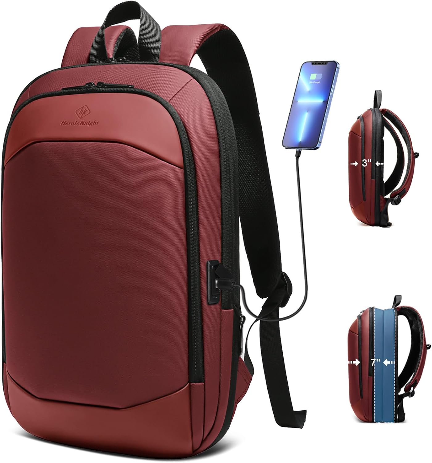 hk Business Backpack for Men 17 Inch,Slim & Expandable Waterproof Travel Laptop Backpack with USB Charger Port (Red) hk Business Backpack for Men 17 Inch,Slim & Expandable Waterproof Travel Laptop Backpack with USB Charger Port (Red)