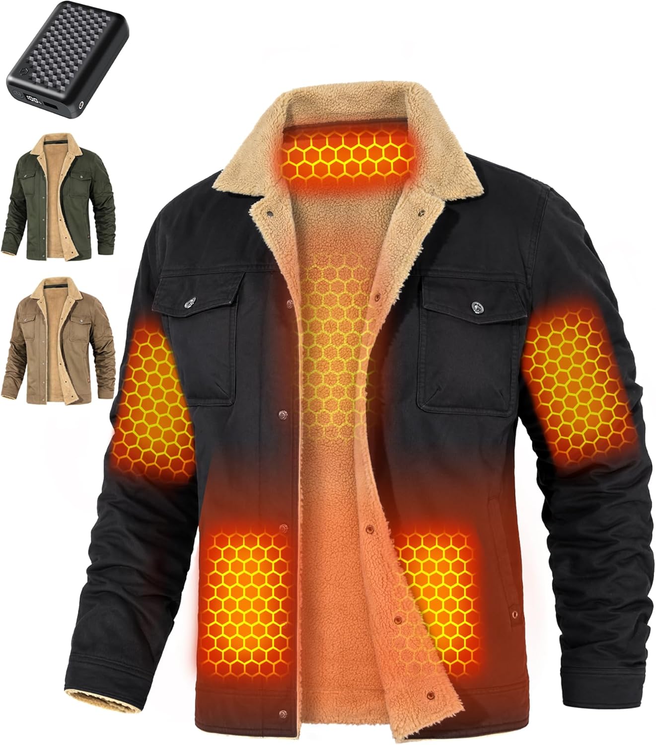 Wulcea Graphene Heated Jacket for Men 12V Fast Charge 18400mAh Large Capacity Wulcea Graphene Heated Jacket for Men 12V Fast Charge 18400mAh Large Capacity