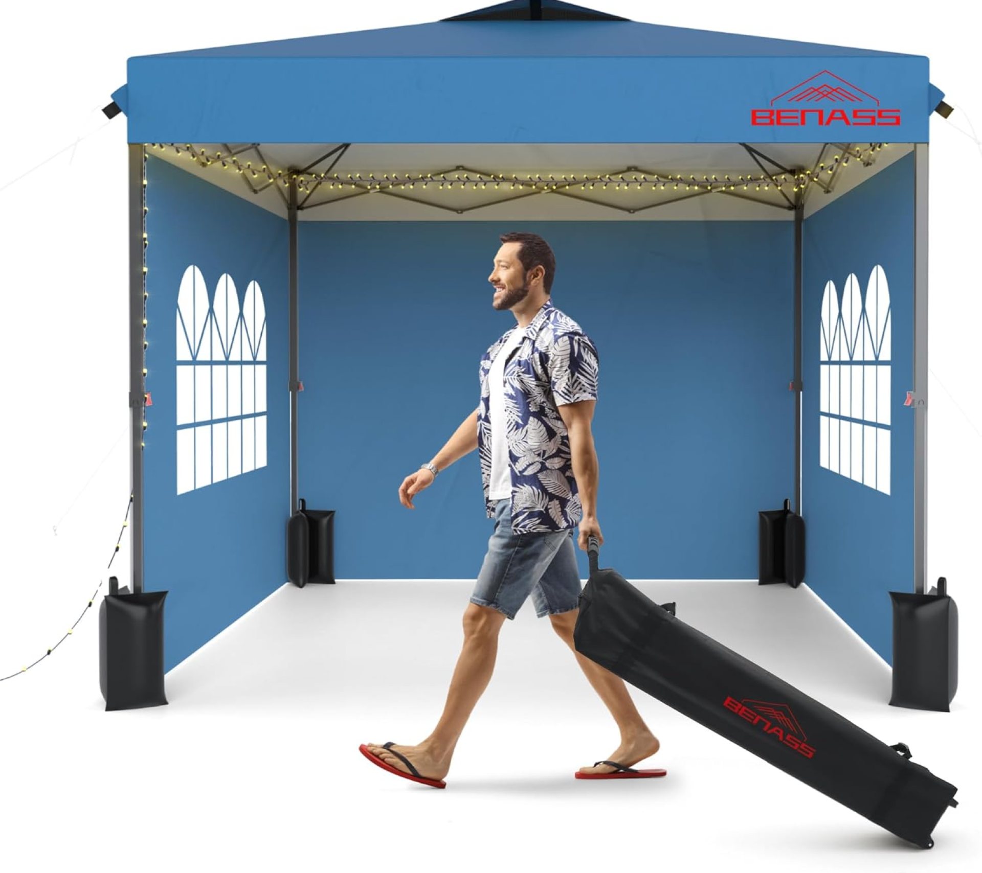 10×10 Pop Up Canopy with Sidewalls, Easy Up Canopy Tent, Heavy Duty Tents for Parties, One Person Set Up Event Tent, Light Blue 10×10 Pop Up Canopy with Sidewalls, Easy Up Canopy Tent, Heavy Duty Tents for Parties, One Person Set Up Event Tent, Light Blue