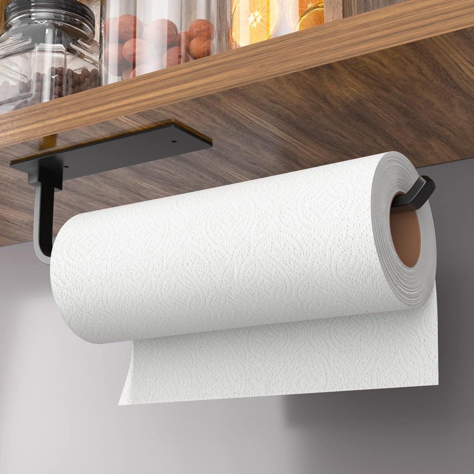 Paper Towel Holder – Self-Adhesive or Drilling, Matte Black, Upgraded Aluminum Kitchen Roll Dispenser Under Cabinet, Lighter but Stronger Than Stainless Steel! Paper Towel Holder – Self-Adhesive or Drilling, Matte Black, Upgraded Aluminum Kitchen Roll Dispenser Under Cabinet, Lighter but Stronger Than Stainless Steel!