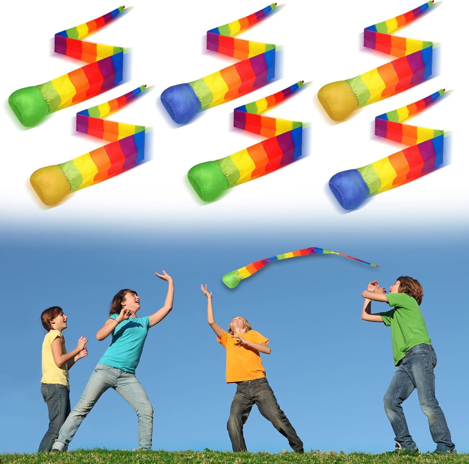 Chalyna 6 Pieces Throw and Catch Ball, Rainbow Tail Foam Ball Sports Comet Balls Soft Colorful Play Playground Toys Bulk for Indoor Outdoor Kids Adults School Training Gift, 23.62 Inch Long Chalyna 6 Pieces Throw and Catch Ball, Rainbow Tail Foam Ball Sports Comet Balls Soft Colorful Play Playground Toys Bulk for Indoor Outdoor Kids Adults School Training Gift, 23.62 Inch Long
