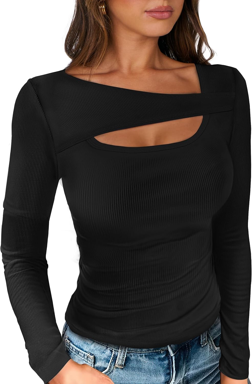 ANRABESS Womens Cutout Tops Trendy Sexy Long Sleeve Shirts Ribbed Slim Fit Tee 2024 Fall Fashion Going Out Tshirts Clothes ANRABESS Womens Cutout Tops Trendy Sexy Long Sleeve Shirts Ribbed Slim Fit Tee 2024 Fall Fashion Going Out Tshirts Clothes