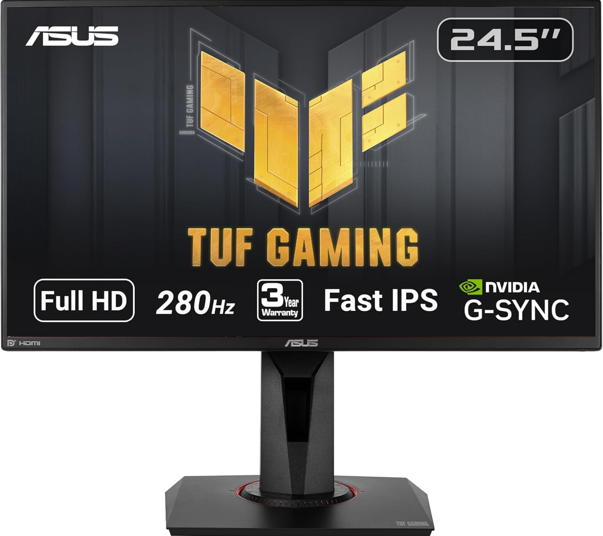 ASUS TUF Gaming VG259QM 24.5” Monitor, 1080P Full HD (1920 x 1080), Fast IPS, 280Hz, G-SYNC Compatible, Extreme Low Motion Blur Sync,1ms, DisplayHDR 400, Eye Care, DisplayPort HDMI BLACK ASUS TUF Gaming VG259QM 24.5” Monitor, 1080P Full HD (1920 x 1080), Fast IPS, 280Hz, G-SYNC Compatible, Extreme Low Motion Blur Sync,1ms, DisplayHDR 400, Eye Care, DisplayPort HDMI BLACK
