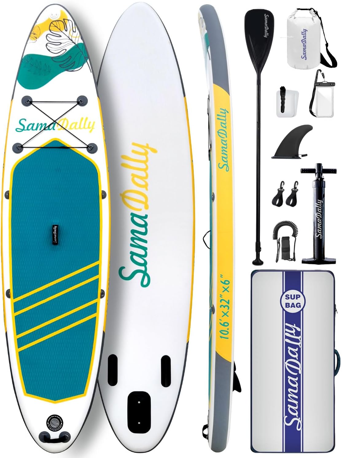 10.6′ Inflatable Paddle Board for Adults with Premium Paddle Board Accessories, Adjustable Paddle, Pump, 10L Backpack, Versatile SUP Board for Yoga & Surf 10.6′ Inflatable Paddle Board for Adults with Premium Paddle Board Accessories, Adjustable Paddle, Pump, 10L Backpack, Versatile SUP Board for Yoga & Surf
