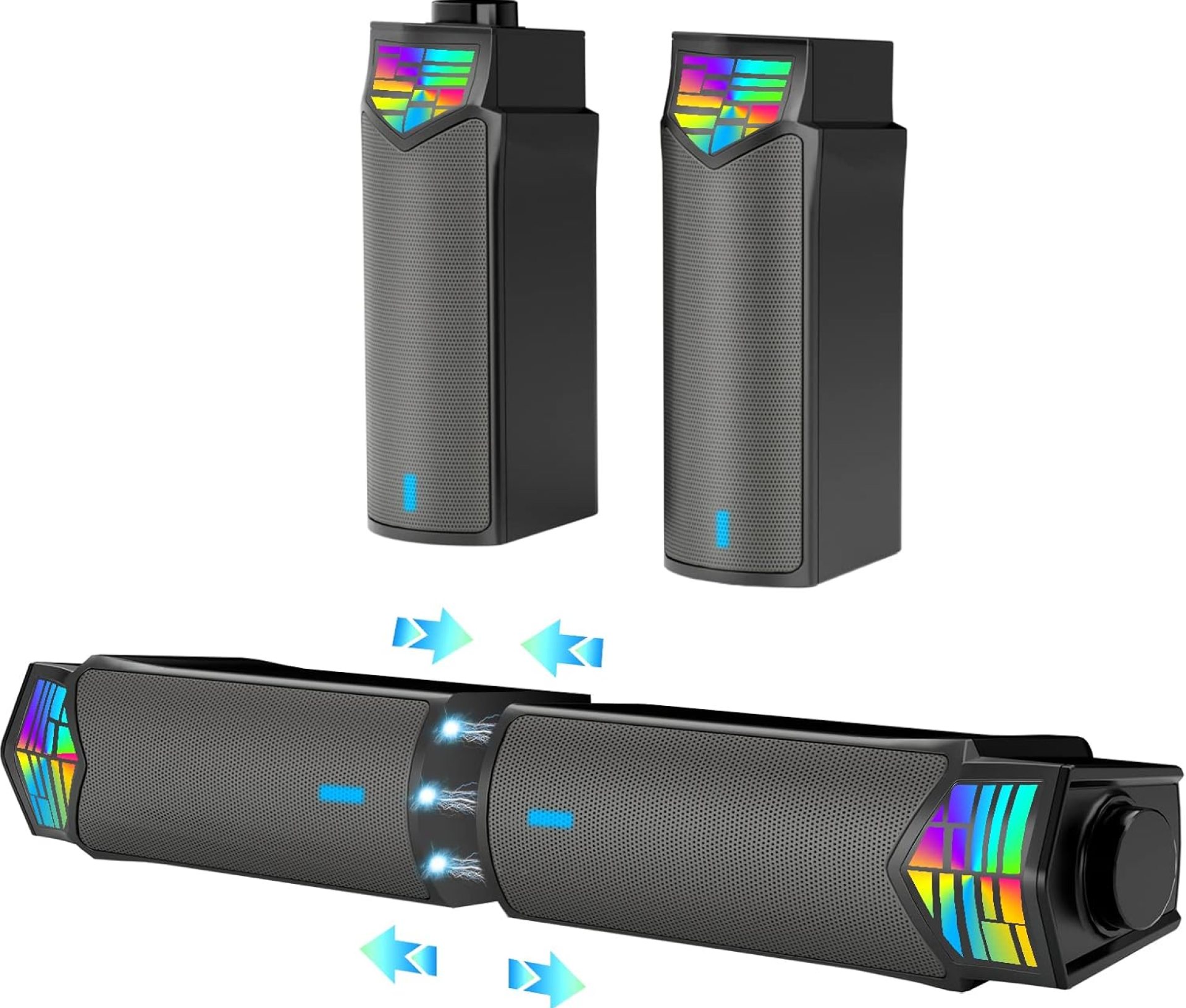 Gaming Speakers for PC, Computer Speakers for Desktop Monitor with Bluetooth, 2 in 1 Computer Speaker Soundbar, Can Be Split and Combined Freely Gaming Speakers for PC, Computer Speakers for Desktop Monitor with Bluetooth, 2 in 1 Computer Speaker Soundbar, Can Be Split and Combined Freely