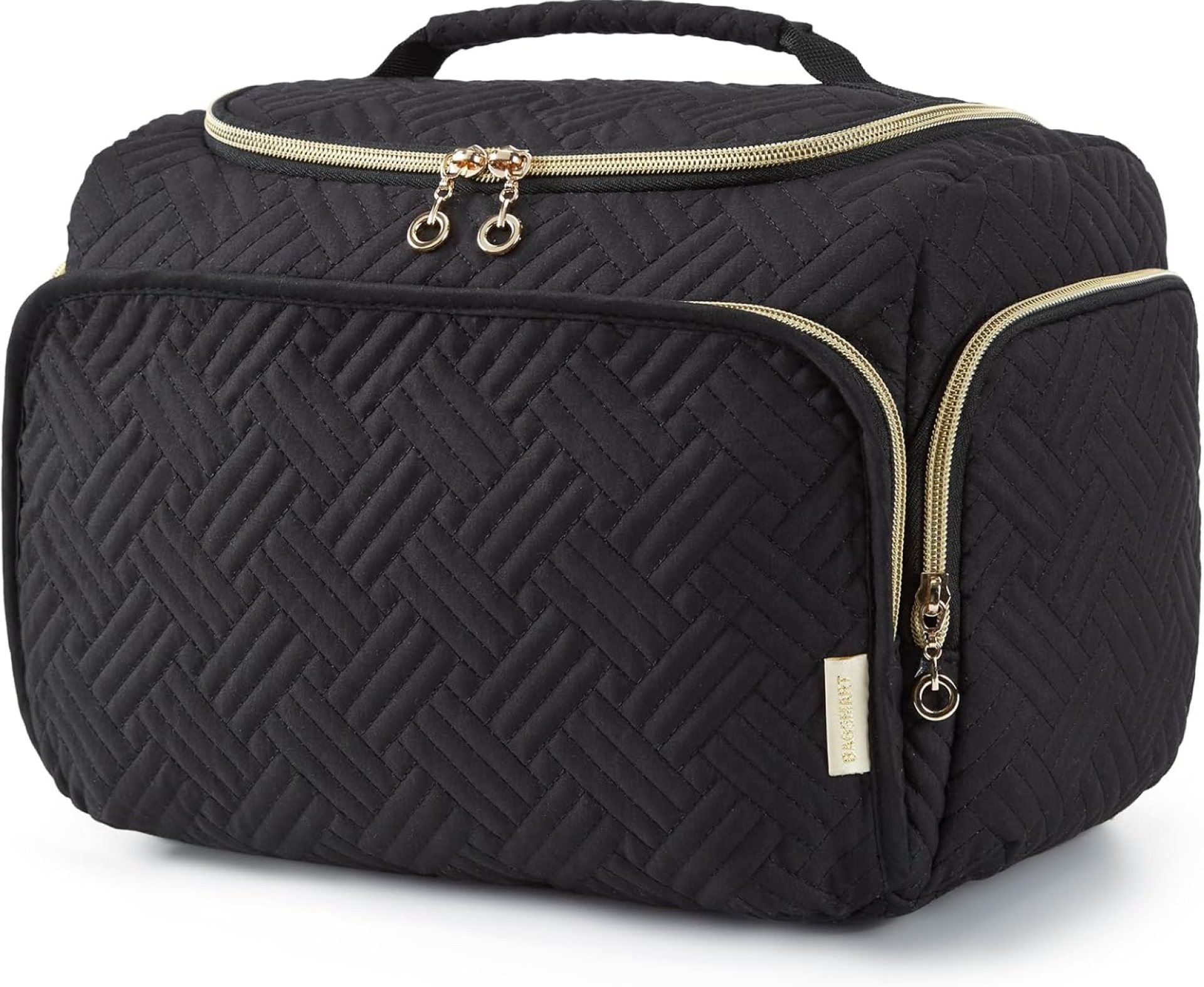 BAGSMART Travel Toiletry Bag, Large Wide-open Travel Bag for Toiletries, Makeup Cosmetic Travel Bag with Handle, Black-L BAGSMART Travel Toiletry Bag, Large Wide-open Travel Bag for Toiletries, Makeup Cosmetic Travel Bag with Handle, Black-L
