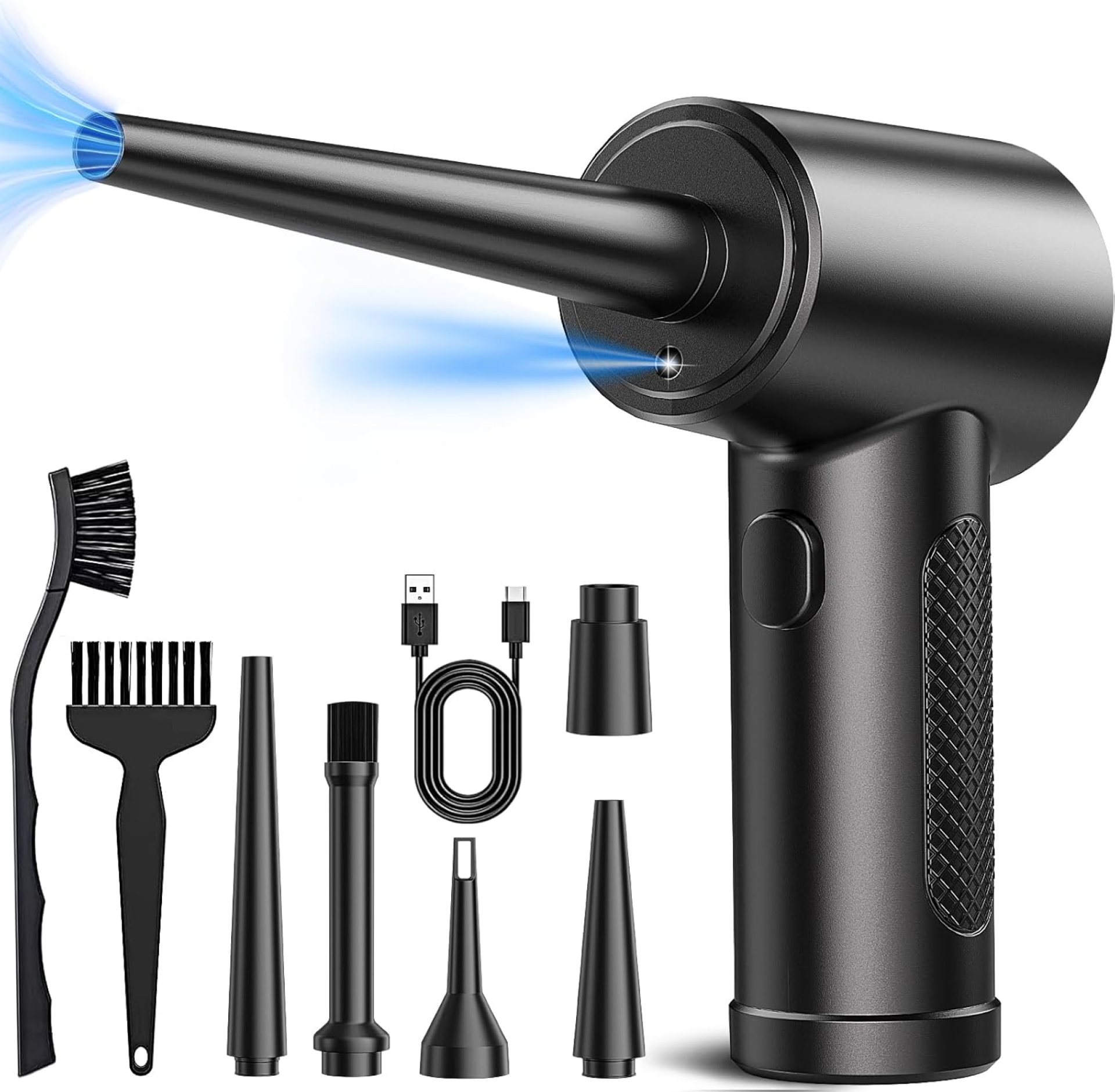 Compressed Air Duster, 3 Gear to 51000RPM Cordless Electric Air Duster, 6000mAh Rechargeable Air Blower with LED Light for Laptop Computer Keyboard Cleaning Pet Hair Replaces Compressed Air Can (68W) Compressed Air Duster, 3 Gear to 51000RPM Cordless Electric Air Duster, 6000mAh Rechargeable Air Blower with LED Light for Laptop Computer Keyboard Cleaning Pet Hair Replaces Compressed Air Can (68W)