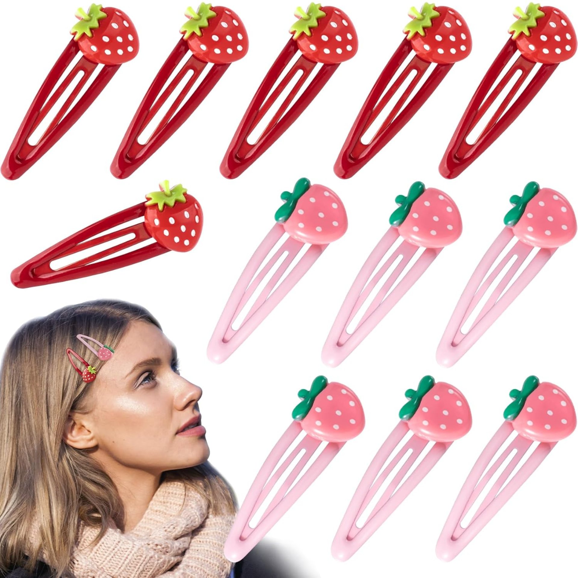 12 Pcs Cutecore Strawberry Hair Clips, Y2K Cute Fruit Hair Barrettes, Kawaii Snap Bangs Clip, Cutecore Accessories for Women Hair Decorative (Red, Deep Pink) 12 Pcs Cutecore Strawberry Hair Clips, Y2K Cute Fruit Hair Barrettes, Kawaii Snap Bangs Clip, Cutecore Accessories for Women Hair Decorative (Red, Deep Pink)