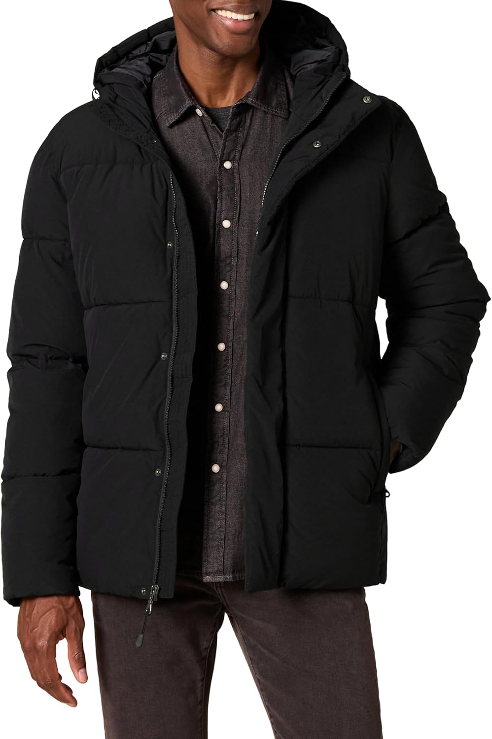 Amazon Essentials Men’s Mid-Length Hooded Puffer Coat (Available in Big & Tall) Amazon Essentials Men’s Mid-Length Hooded Puffer Coat (Available in Big & Tall)