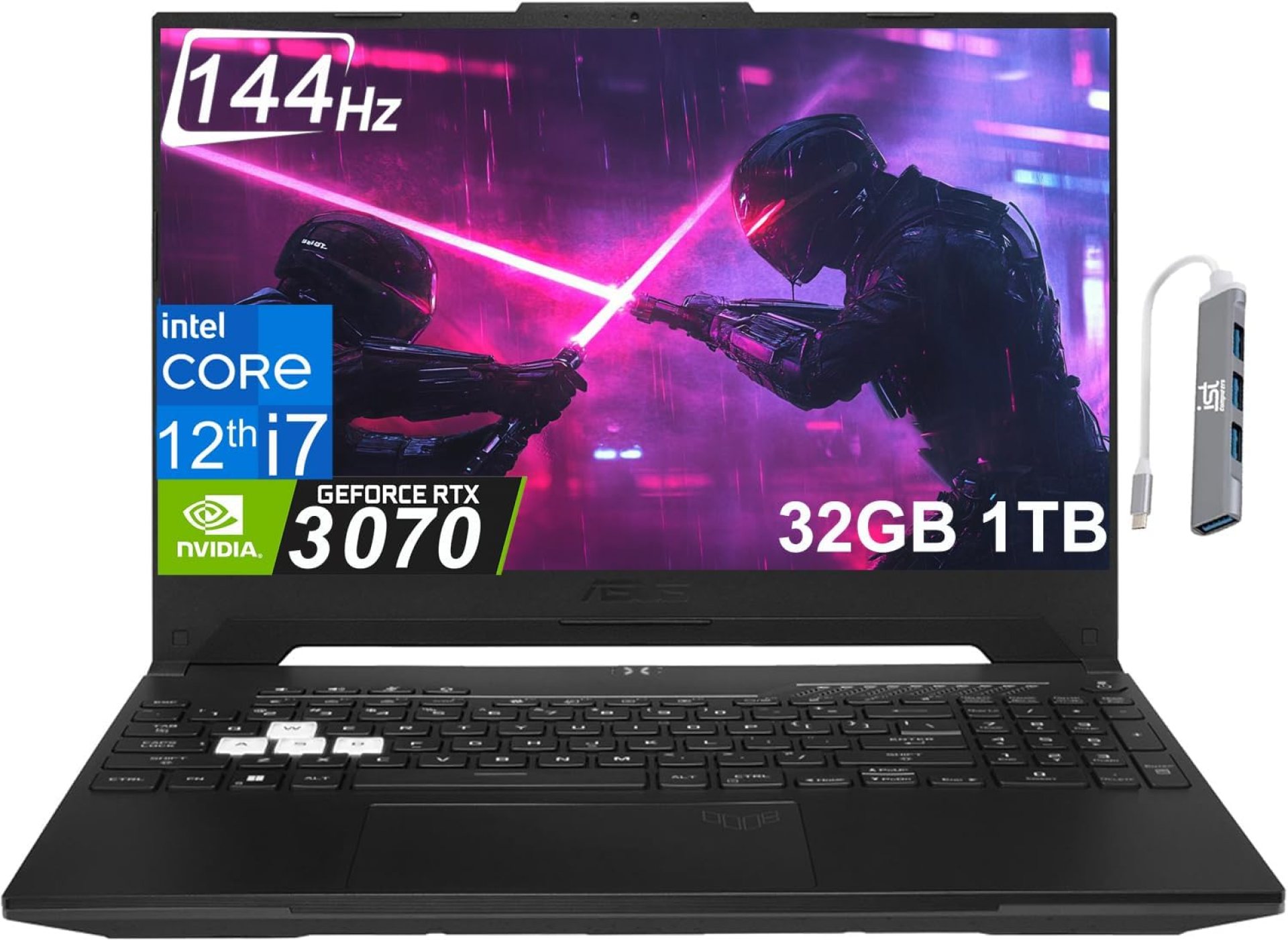 ASUS TUF Dash F15 Gaming Laptop (15.6″ 144Hz, Geforce RTX 3070 8GB (Beat RTX 4060), 32GB DDR5 RAM, 1TB PCle SSD, Intel 12th Gen i7-12650H), Thunderbolt 4, Backlit KB, IST Hub, Win 11 Home, Black ASUS TUF Dash F15 Gaming Laptop (15.6″ 144Hz, Geforce RTX 3070 8GB (Beat RTX 4060), 32GB DDR5 RAM, 1TB PCle SSD, Intel 12th Gen i7-12650H), Thunderbolt 4, Backlit KB, IST Hub, Win 11 Home, Black
