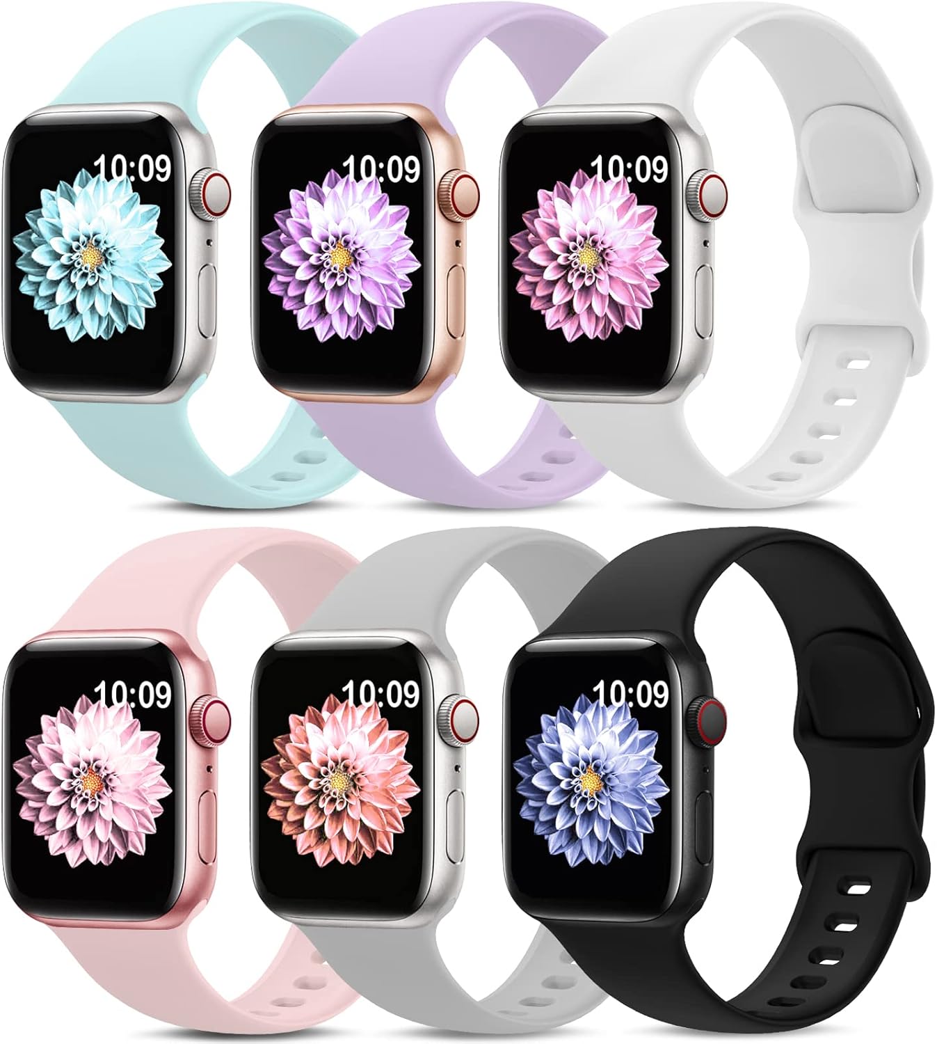6 Pack Sport Bands Compatible with Apple Watch Band 38mm 40mm 41mm 42mm 44mm 45mm 49mm 46mm,Silicone Waterproof Strap Compatible with iWatch Apple Watch Series 10 9 Ultra 8 7 6 5 4 3 2 1 SE Women Men 6 Pack Sport Bands Compatible with Apple Watch Band 38mm 40mm 41mm 42mm 44mm 45mm 49mm 46mm,Silicone Waterproof Strap Compatible with iWatch Apple Watch Series 10 9 Ultra 8 7 6 5 4 3 2 1 SE Women Men