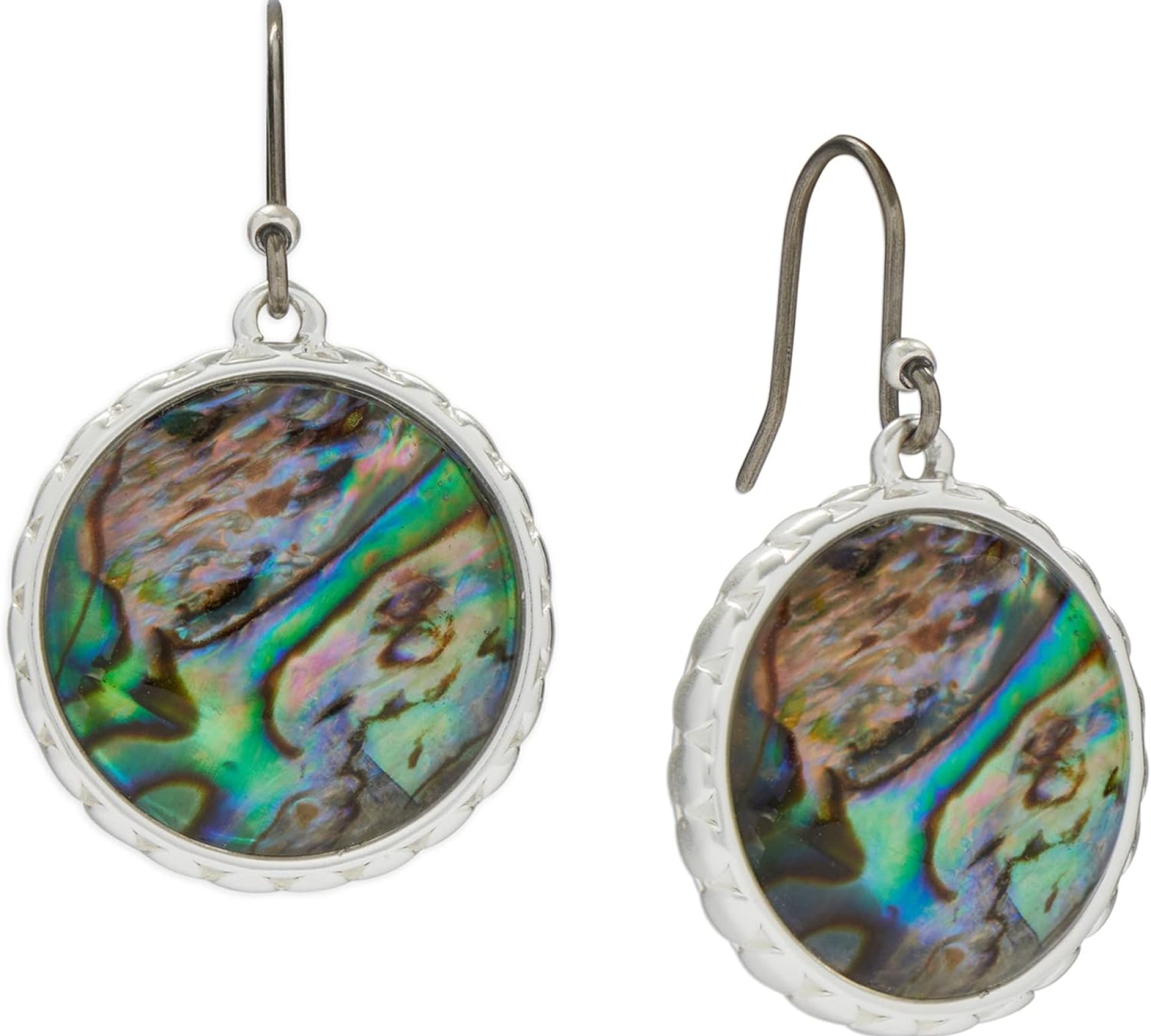 Lucky Brand Abalone Coin Drop Earring, Silver, One Size Lucky Brand Abalone Coin Drop Earring, Silver, One Size