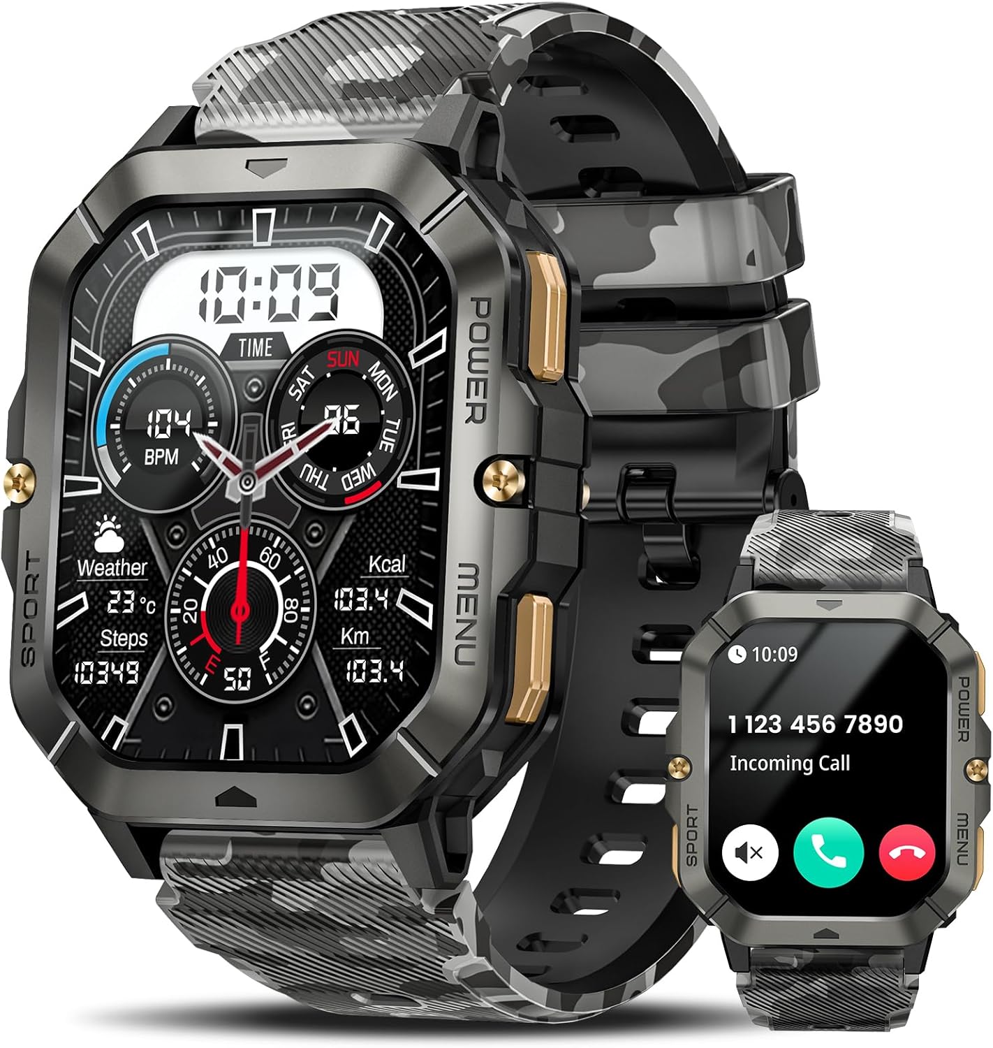 Military Smart Watches for Men (Answer/Make Calls), Watches for Men with Blood Pressure/Heart Rate/Sleep/100+ Sport Modes, 2.02” Fitness Smart Watch, Waterproof Fitness Tracker for Android and iPhone Military Smart Watches for Men (Answer/Make Calls), Watches for Men with Blood Pressure/Heart Rate/Sleep/100+ Sport Modes, 2.02” Fitness Smart Watch, Waterproof Fitness Tracker for Android and iPhone