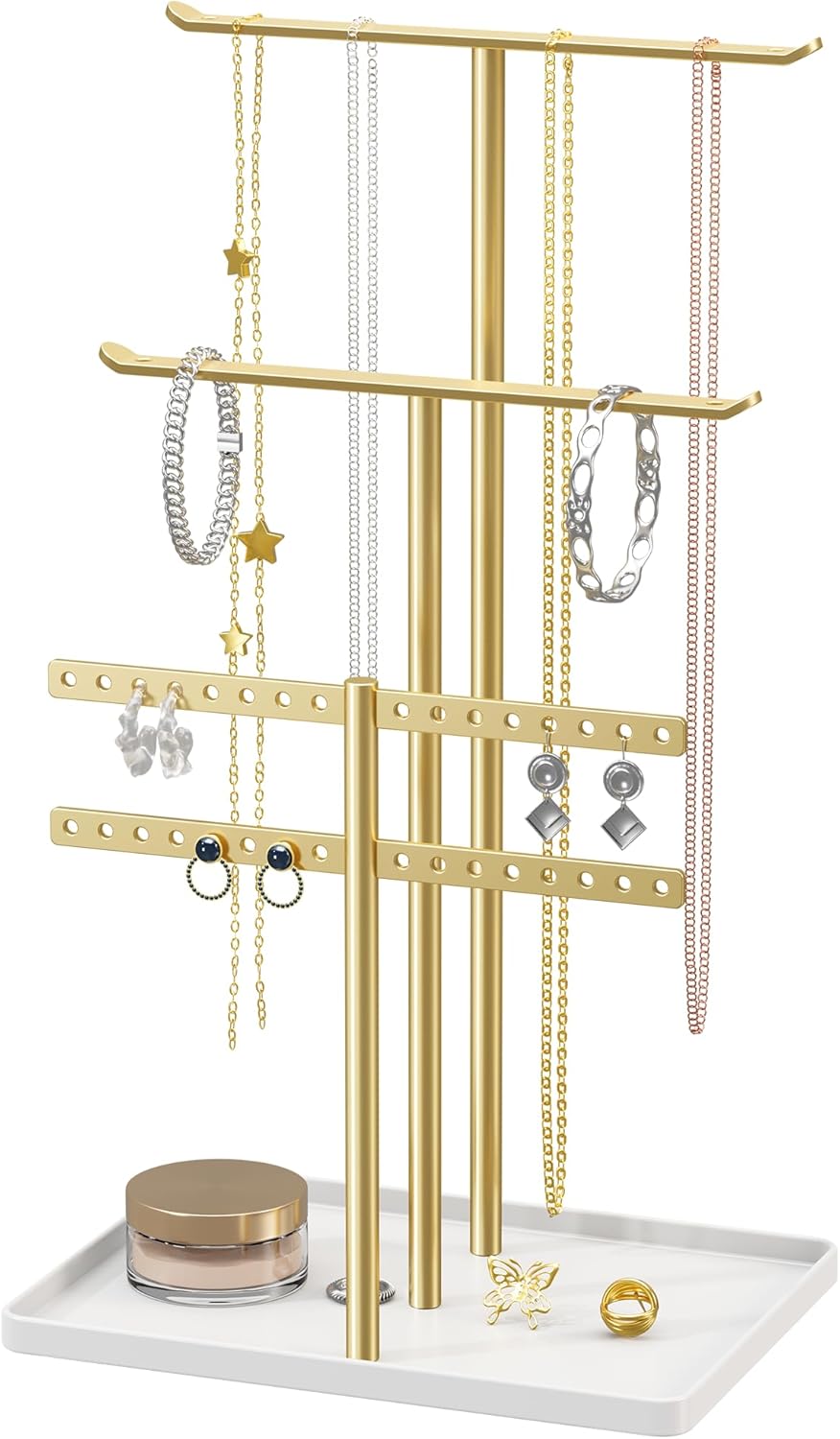pickpiff Jewelry Stand Holder Organizer: 14.5″ Sturdy Jewelry Hanger, Gift for Women, Gold Jewlery Tower for Necklace, Earring, Bracelet pickpiff Jewelry Stand Holder Organizer: 14.5″ Sturdy Jewelry Hanger, Gift for Women, Gold Jewlery Tower for Necklace, Earring, Bracelet