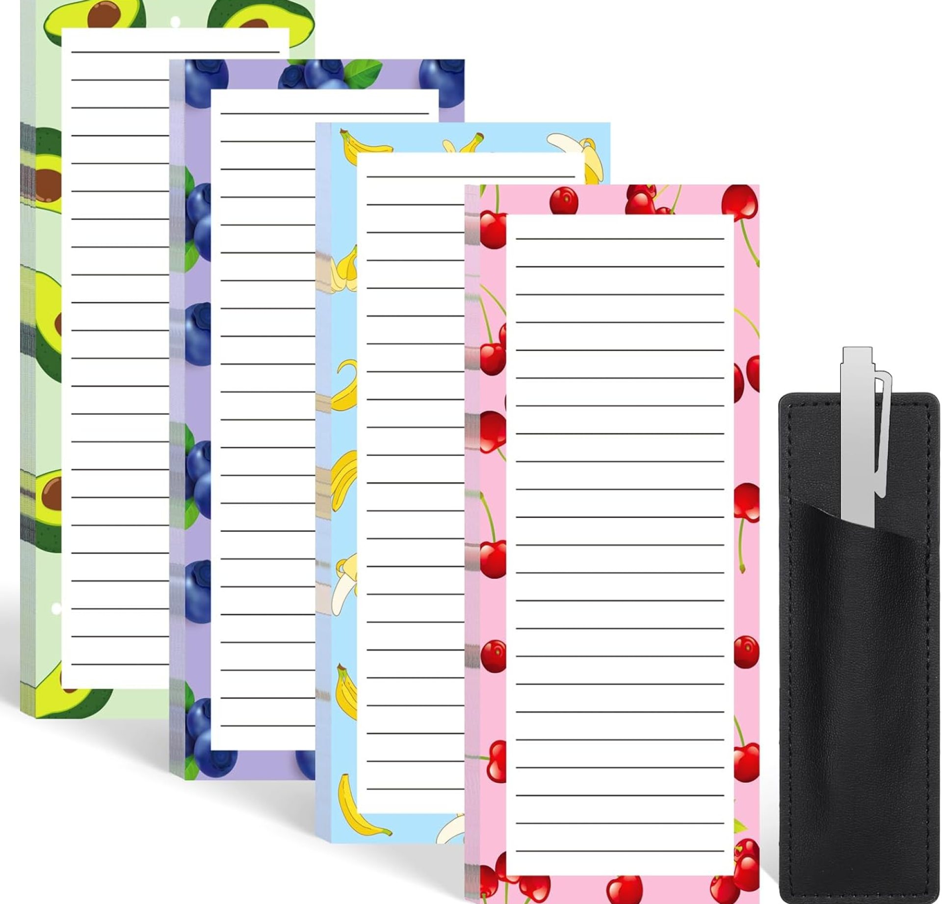 4 Pack Magnetic Note Pad for Fridge with Pen Holder, Totally 200 Sheets Magnetic To Do List, Grocery List, Shopping List, Memo Pads for Refrigerator(Fruit Design) 4 Pack Magnetic Note Pad for Fridge with Pen Holder, Totally 200 Sheets Magnetic To Do List, Grocery List, Shopping List, Memo Pads for Refrigerator(Fruit Design)