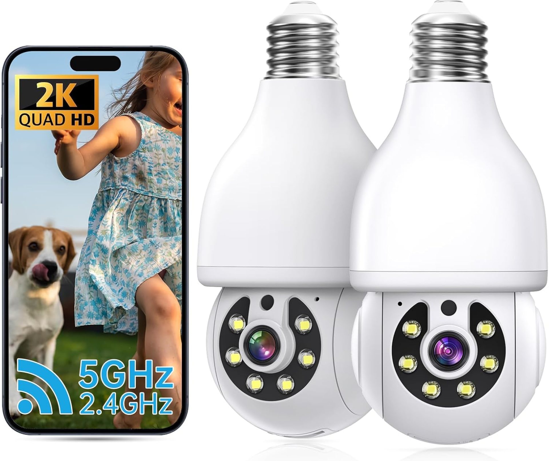 2K Light Bulb Security Camera 5G&2.4G WiFi Security Cameras Wireless Outdoor Indoor,360°Bulb Cameras for Home Security Outside Indoor,Motion Detection and Alarm,Two-Way Talk,Color Night Vision 2 Pack 2K Light Bulb Security Camera 5G&2.4G WiFi Security Cameras Wireless Outdoor Indoor,360°Bulb Cameras for Home Security Outside Indoor,Motion Detection and Alarm,Two-Way Talk,Color Night Vision 2 Pack
