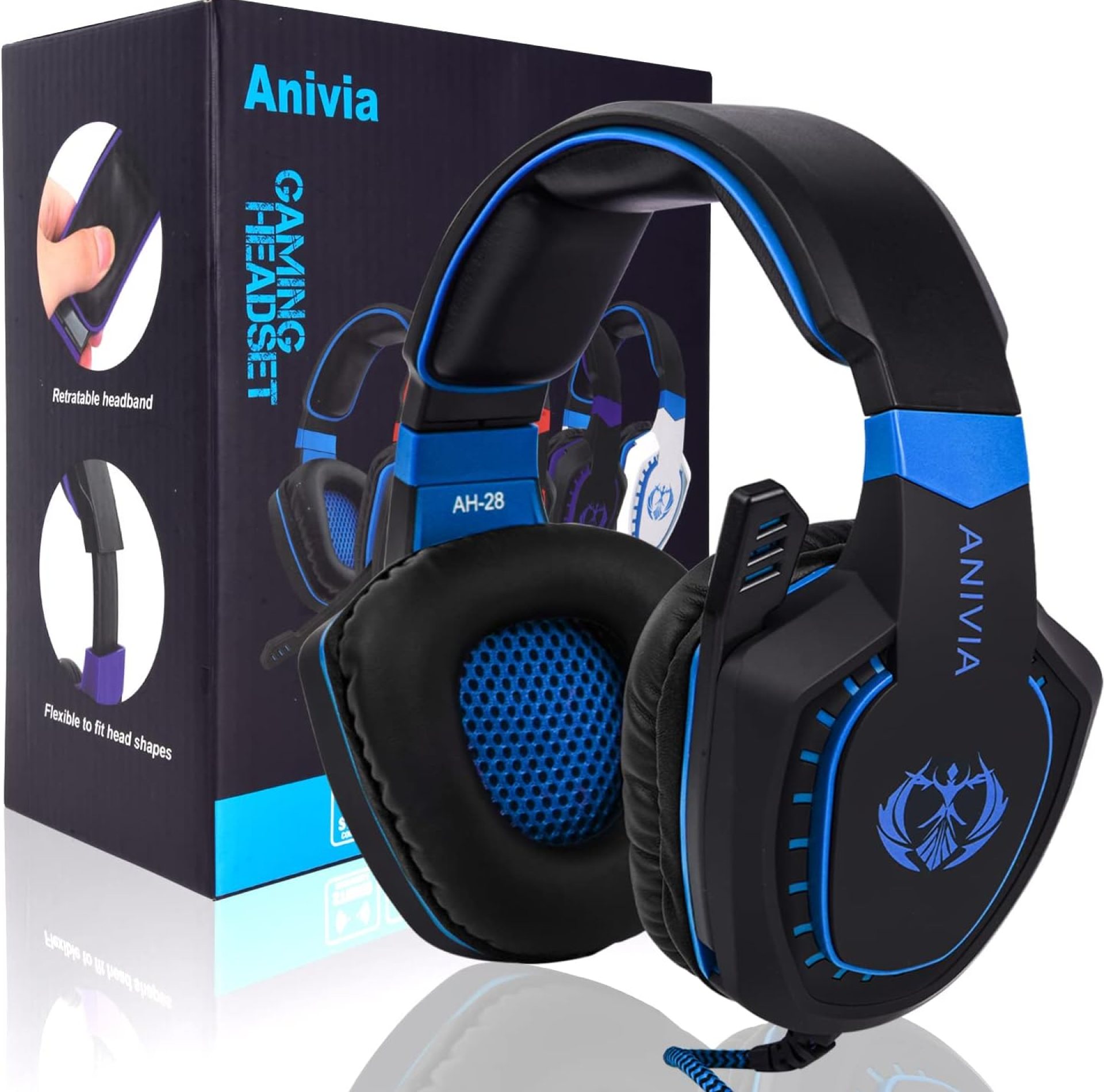 Anivia Computer Over Ear Headphones Wired with Microphone Updated AH28 3.5mm Stereo Headsets Gaming Headset with Volume Control, Noise Isolating for Multi-Platform, Black Blue Anivia Computer Over Ear Headphones Wired with Microphone Updated AH28 3.5mm Stereo Headsets Gaming Headset with Volume Control, Noise Isolating for Multi-Platform, Black Blue