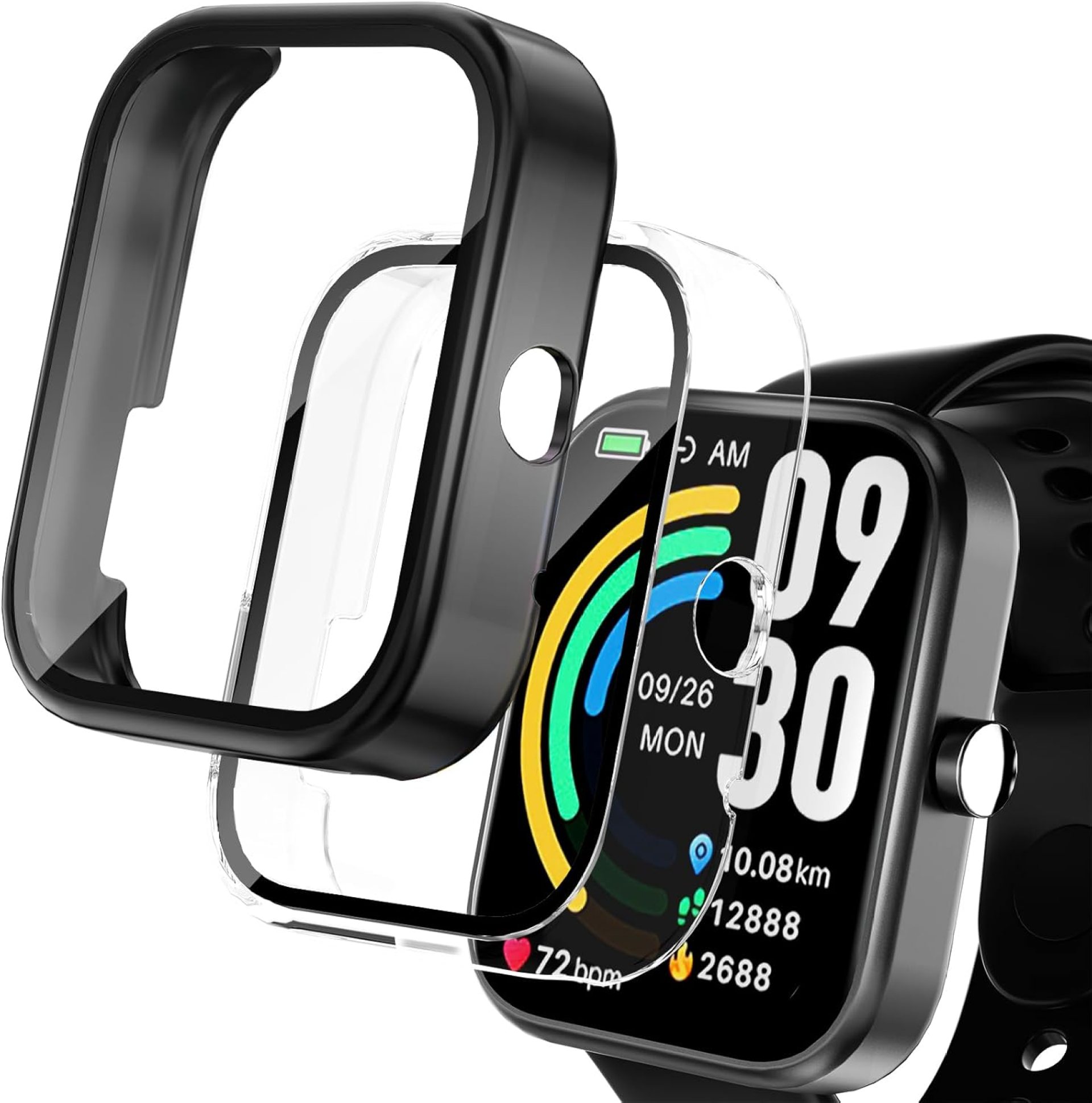 2 Pack Protective Case Compatible with TOZO S3 Smart Watch Screen Protector, Hard PC Bumper Cover Built-in Tempered Glass for TOZO S3 1.83” Watch Accessories (Not for TOZO S2/S4) -Black+Clear 2 Pack Protective Case Compatible with TOZO S3 Smart Watch Screen Protector, Hard PC Bumper Cover Built-in Tempered Glass for TOZO S3 1.83” Watch Accessories (Not for TOZO S2/S4) -Black+Clear