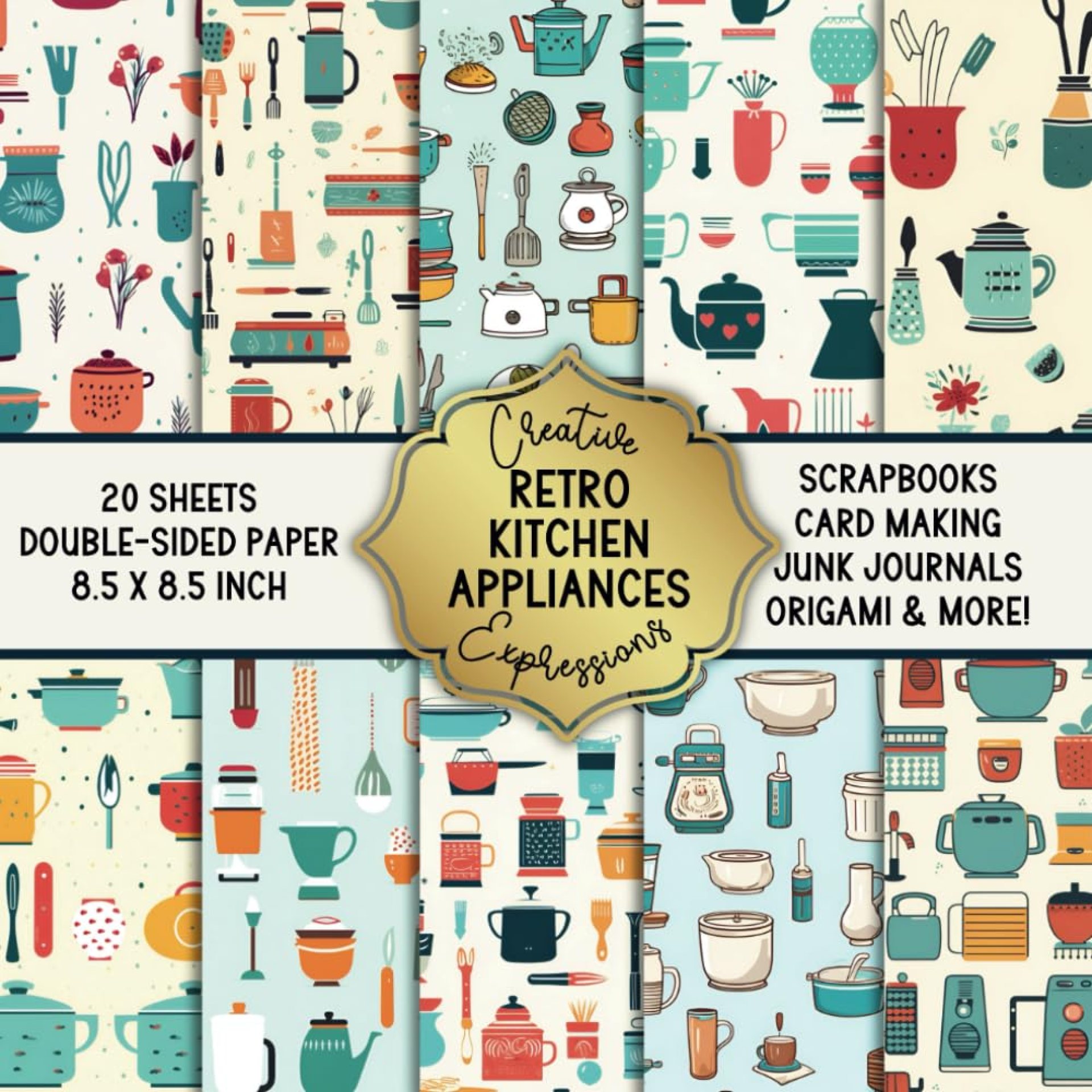 Retro Kitchen Appliance Patterned Double-Sided Square Craft Paper 8.5″ x 8.5″: Decorative Specialty Paper for Scrapbooks, Junk Journals, Origami, Cardmaking Retro Kitchen Appliance Patterned Double-Sided Square Craft Paper 8.5″ x 8.5″: Decorative Specialty Paper for Scrapbooks, Junk Journals, Origami, Cardmaking