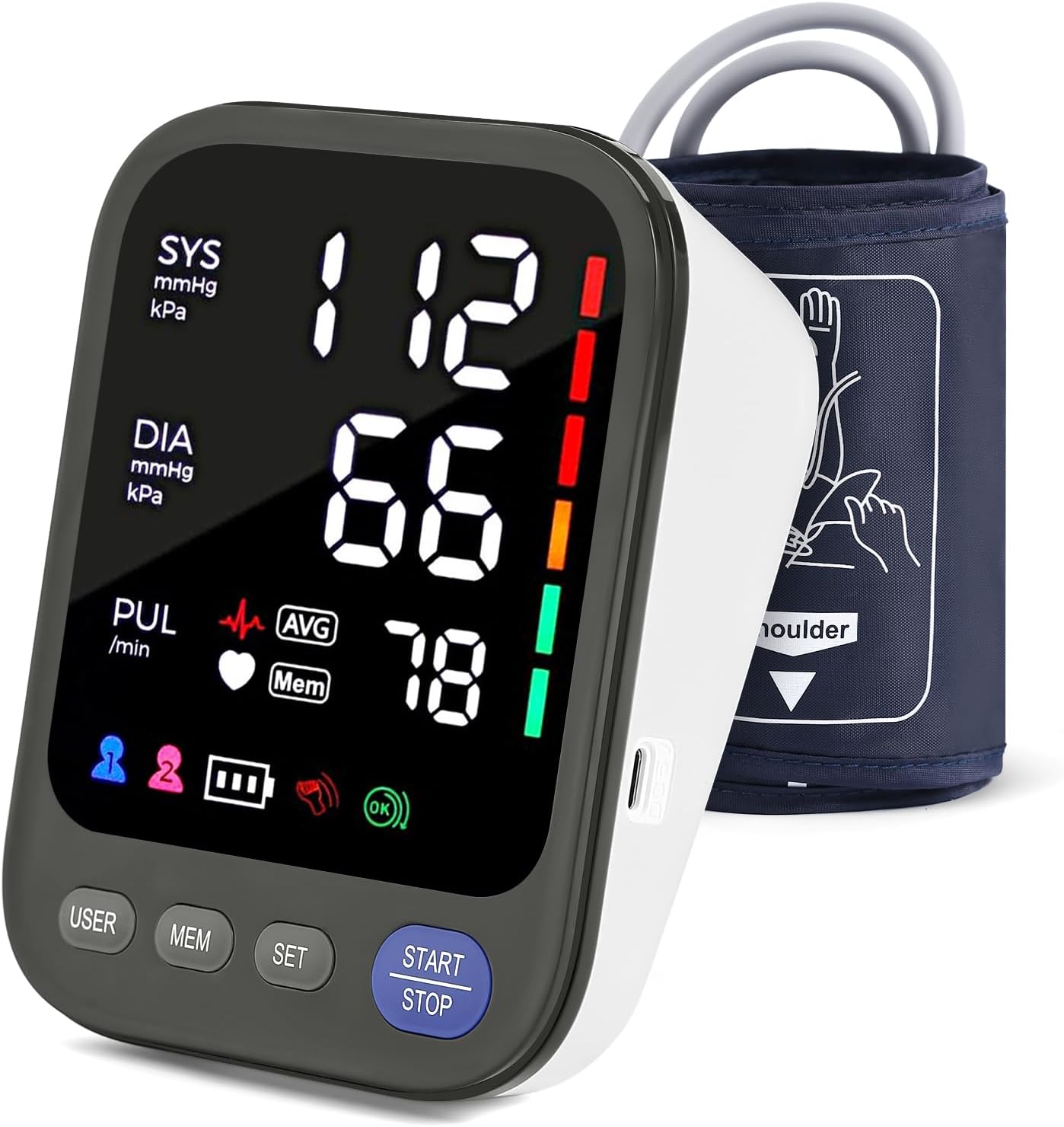Blood Pressure Monitor, Automatic Digital Upper Arm Blood Pressure Machine with Adjustable Large Cuff,Hypertension Detector – LED Backlit Display 2 Users 240 Sets Memory Blood Pressure Monitor, Automatic Digital Upper Arm Blood Pressure Machine with Adjustable Large Cuff,Hypertension Detector – LED Backlit Display 2 Users 240 Sets Memory