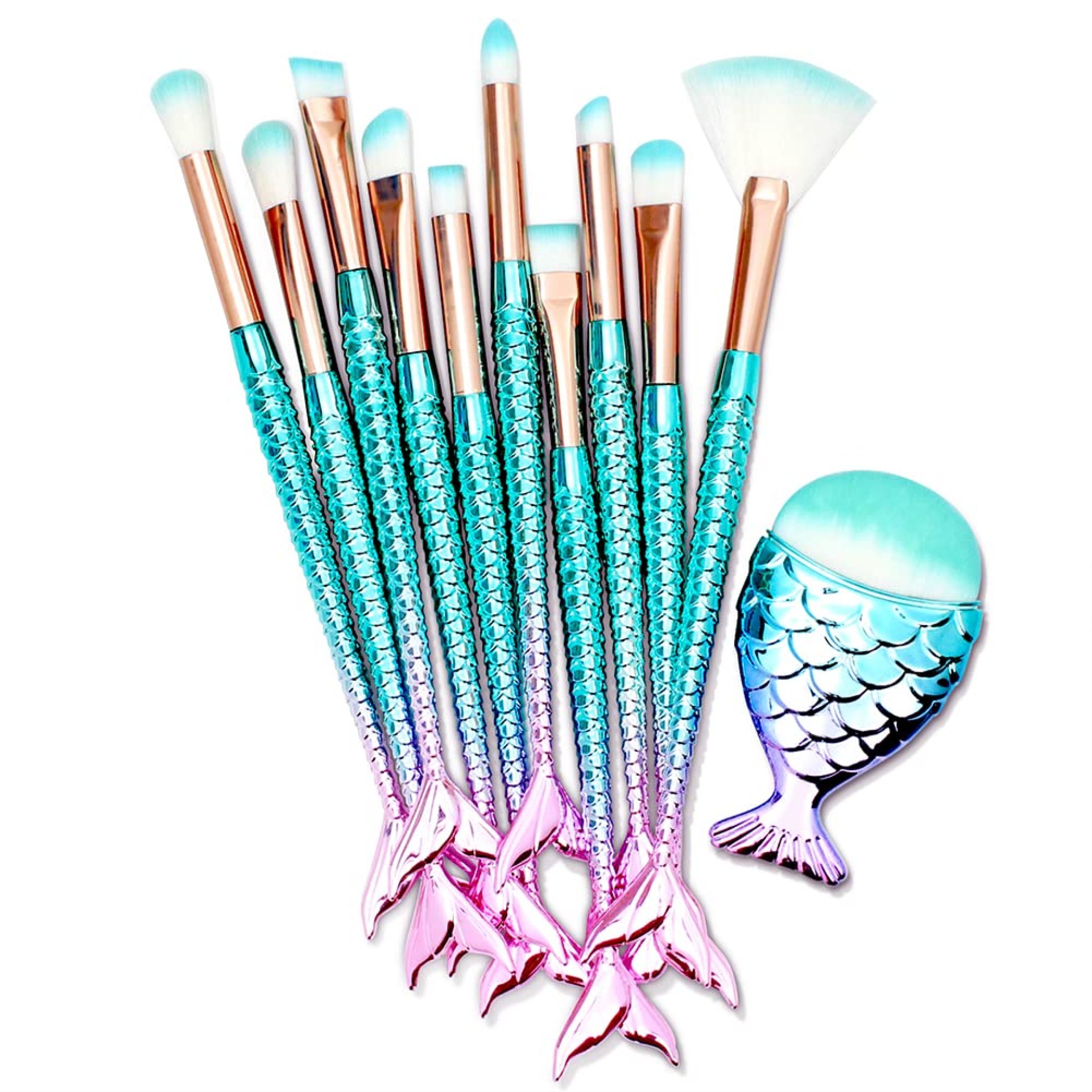 11PCS Makeup Brushes Set with Colorful Fish Tail Handle, Foundation Eyebrow Eyeliner Blush Cosmetic Concealer Brushes Christmas Gifts Stocking Stuffers for Girls Accessories Stuff Cute Makeup Brushes 11PCS Makeup Brushes Set with Colorful Fish Tail Handle, Foundation Eyebrow Eyeliner Blush Cosmetic Concealer Brushes Christmas Gifts Stocking Stuffers for Girls Accessories Stuff Cute Makeup Brushes
