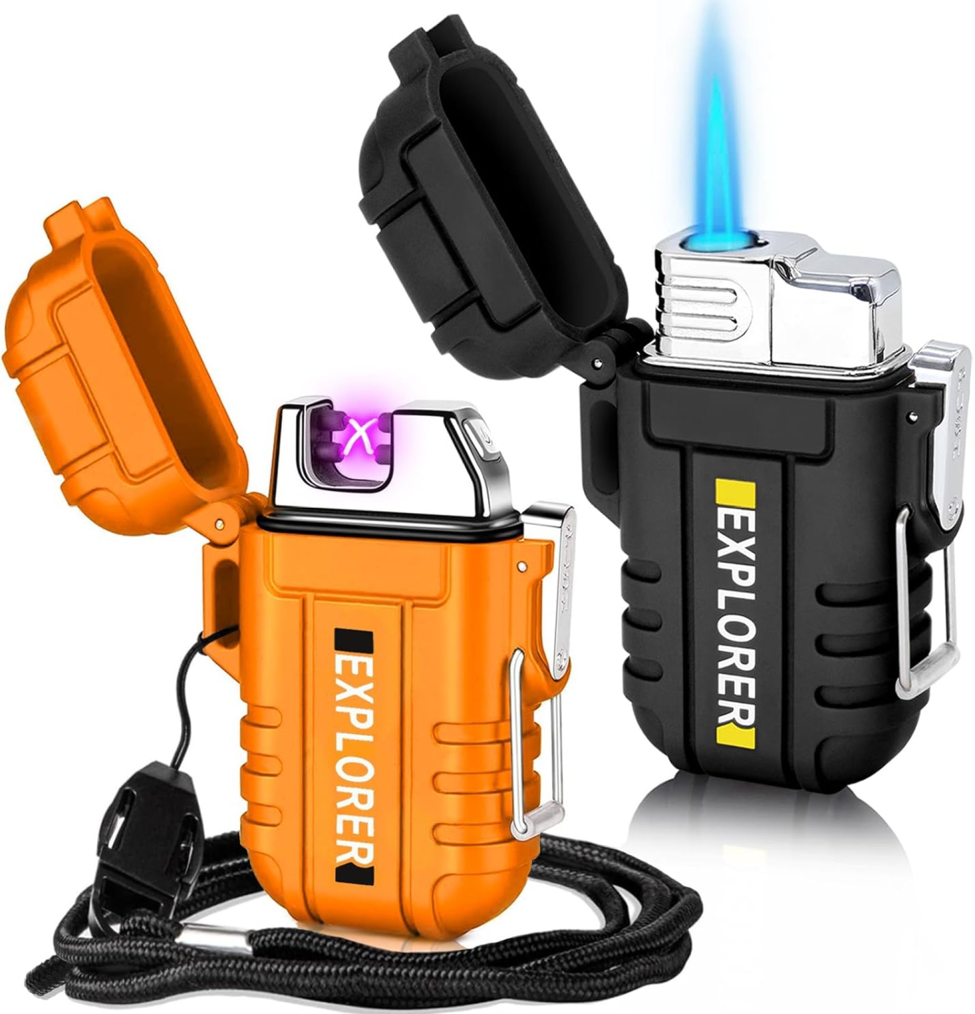 2 Pack Waterproof Lighter for Outdoor, Windproof Torch Lighter, Dual Arc Butane Electric Lighter, USB Rechargeable, Flameless Plasma Lighter for Camping Hiking Adventure Survival Tactical Gear 2 Pack Waterproof Lighter for Outdoor, Windproof Torch Lighter, Dual Arc Butane Electric Lighter, USB Rechargeable, Flameless Plasma Lighter for Camping Hiking Adventure Survival Tactical Gear