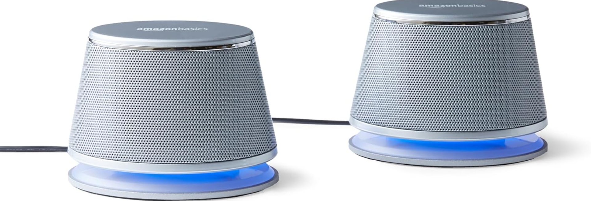 Amazon Basics Stereo 2.0 Speakers for PC or Laptop with Volume Control, 3.5mm Aux input, USB-Powered, 1 Pair, Silver Amazon Basics Stereo 2.0 Speakers for PC or Laptop with Volume Control, 3.5mm Aux input, USB-Powered, 1 Pair, Silver