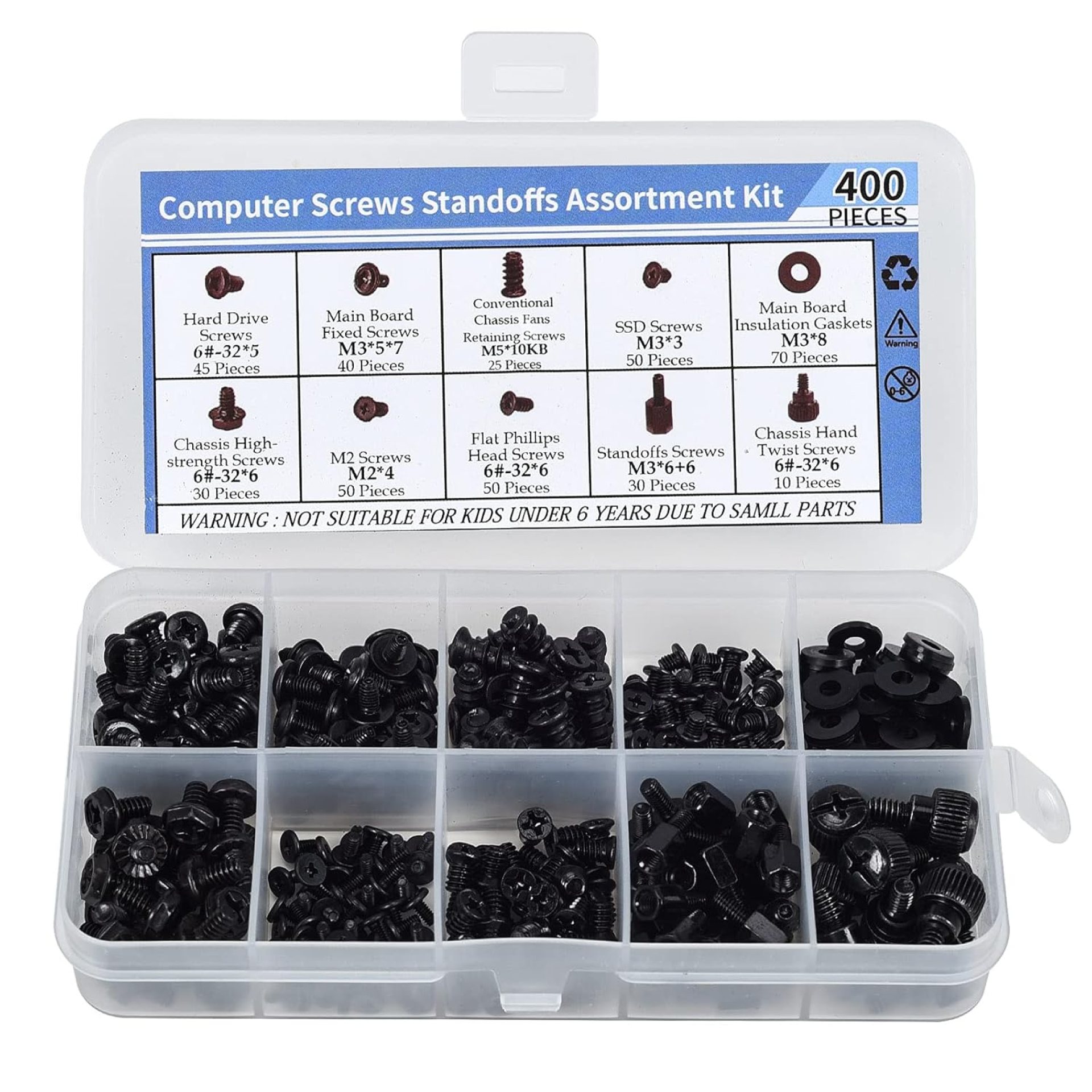 400PCS Computer Screws Motherboard Standoffs Assortment Kit for Universal Motherboard, HDD, SSD, Hard Drive,Fan, Power Supply, Graphics, PC Case for DIY & Repair 400PCS Computer Screws Motherboard Standoffs Assortment Kit for Universal Motherboard, HDD, SSD, Hard Drive,Fan, Power Supply, Graphics, PC Case for DIY & Repair