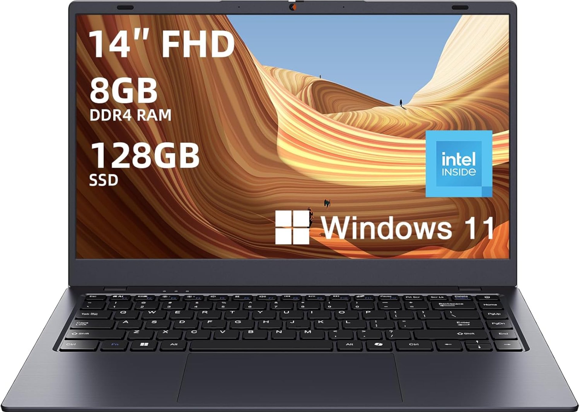 14 inch Windows 11 Laptop Computer, 8GB DDR4 RAM 128GB SSD, 4-Core Intel CPU (Up to 2.9GHz), Thin & Portable Notebook PC, WiFi, BT4.2, MS Office 2024 14 inch Windows 11 Laptop Computer, 8GB DDR4 RAM 128GB SSD, 4-Core Intel CPU (Up to 2.9GHz), Thin & Portable Notebook PC, WiFi, BT4.2, MS Office 2024