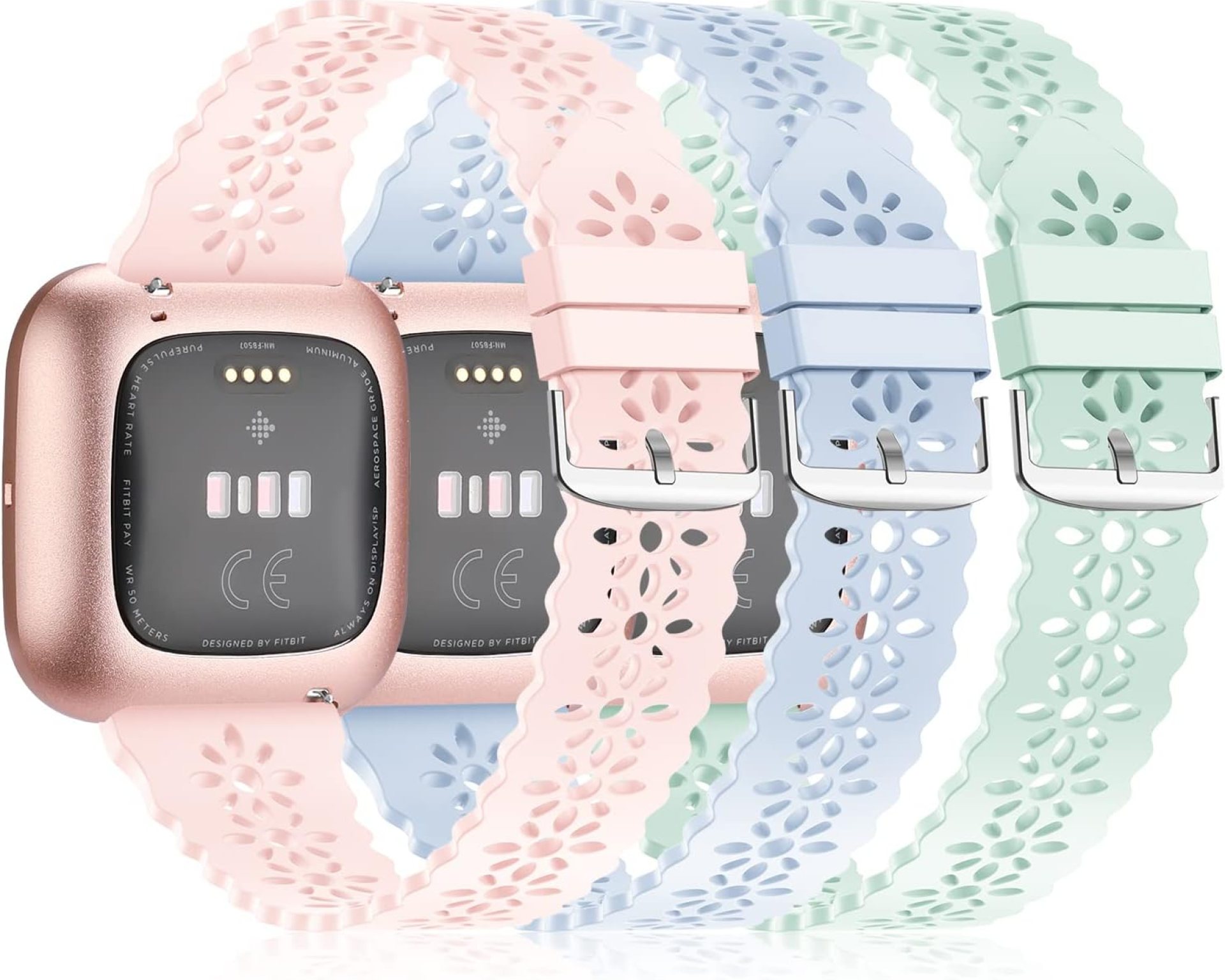YAXIN 3 Pack Slim Sport Bands Compatible with Fitbit Versa/Fitbit Versa 2/Fitbit Versa Lite Band for Women,Soft Silicone Lace Replacement Wristbands for Fitbit Versa Smart Watch YAXIN 3 Pack Slim Sport Bands Compatible with Fitbit Versa/Fitbit Versa 2/Fitbit Versa Lite Band for Women,Soft Silicone Lace Replacement Wristbands for Fitbit Versa Smart Watch