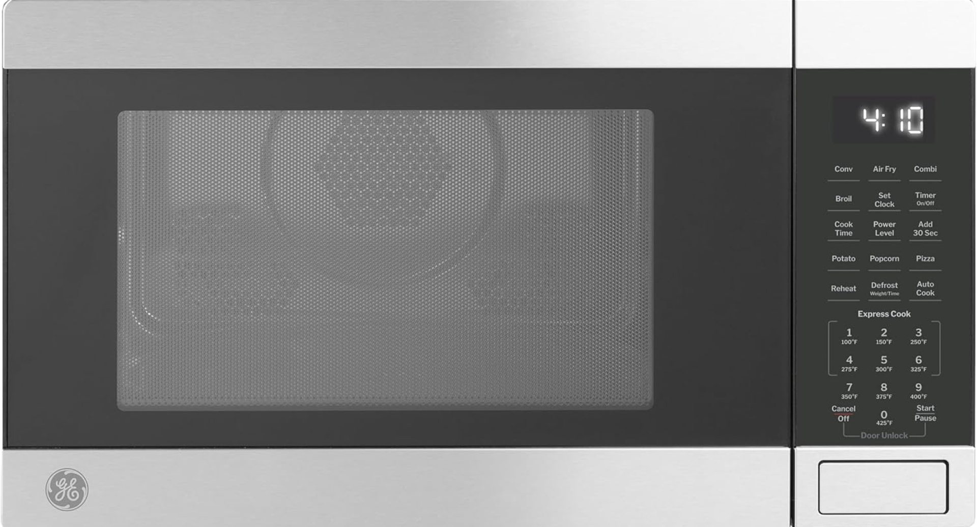 GE GCST10A1WSS 4-in-1 Microwave Oven, 1,050 Watts Air Fryer, Broiler & Convection Mode, Kitchen Essentials for The Countertop or Dorm Room, Child-Lock Technology 1.0 Cu. Ft, Stainless Steel GE GCST10A1WSS 4-in-1 Microwave Oven, 1,050 Watts Air Fryer, Broiler & Convection Mode, Kitchen Essentials for The Countertop or Dorm Room, Child-Lock Technology 1.0 Cu. Ft, Stainless Steel