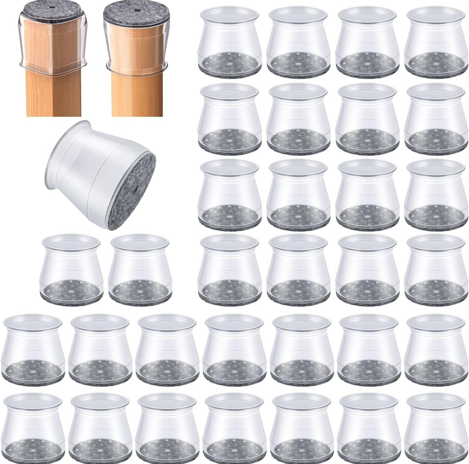 32 Pcs Chair Leg Protectors for Hardwood Floors, Silicone Felt Furniture Leg Cover Pad for Protecting Floors from Scratches and Noise, Smooth Moving for Chair Feet(Large fit : 1.3” – 2”) 32 Pcs Chair Leg Protectors for Hardwood Floors, Silicone Felt Furniture Leg Cover Pad for Protecting Floors from Scratches and Noise, Smooth Moving for Chair Feet(Large fit : 1.3” – 2”)