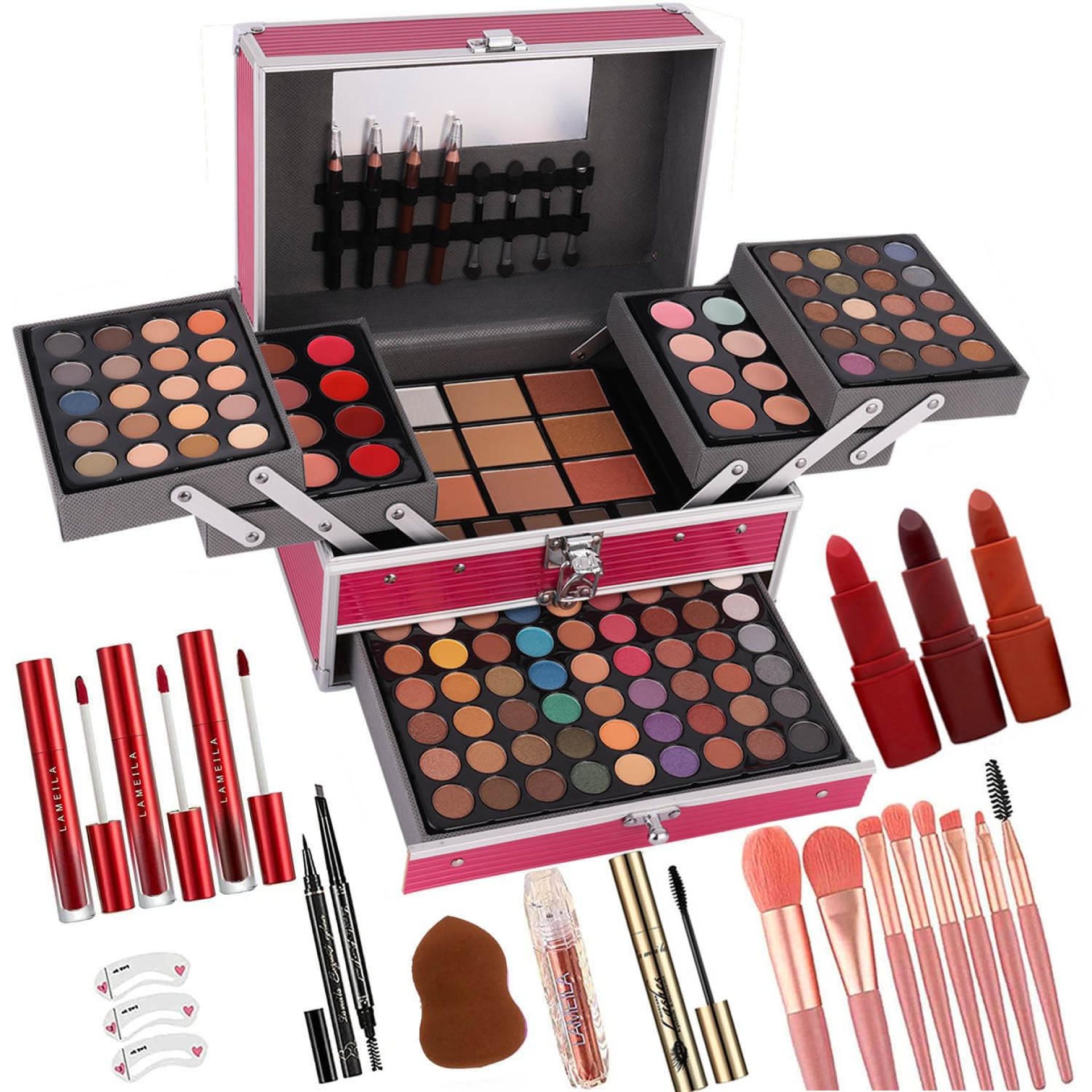 132 Color All In One Makeup For Women Full Kit,Professional Makeup Kit,Makeup Gift Set for Women &Girl,Include eyeshadow/lipstick/concealer/Lip Gloss/Eyeliner/Mascara/Makeup Brushe(006N1-Pink) 132 Color All In One Makeup For Women Full Kit,Professional Makeup Kit,Makeup Gift Set for Women &Girl,Include eyeshadow/lipstick/concealer/Lip Gloss/Eyeliner/Mascara/Makeup Brushe(006N1-Pink)