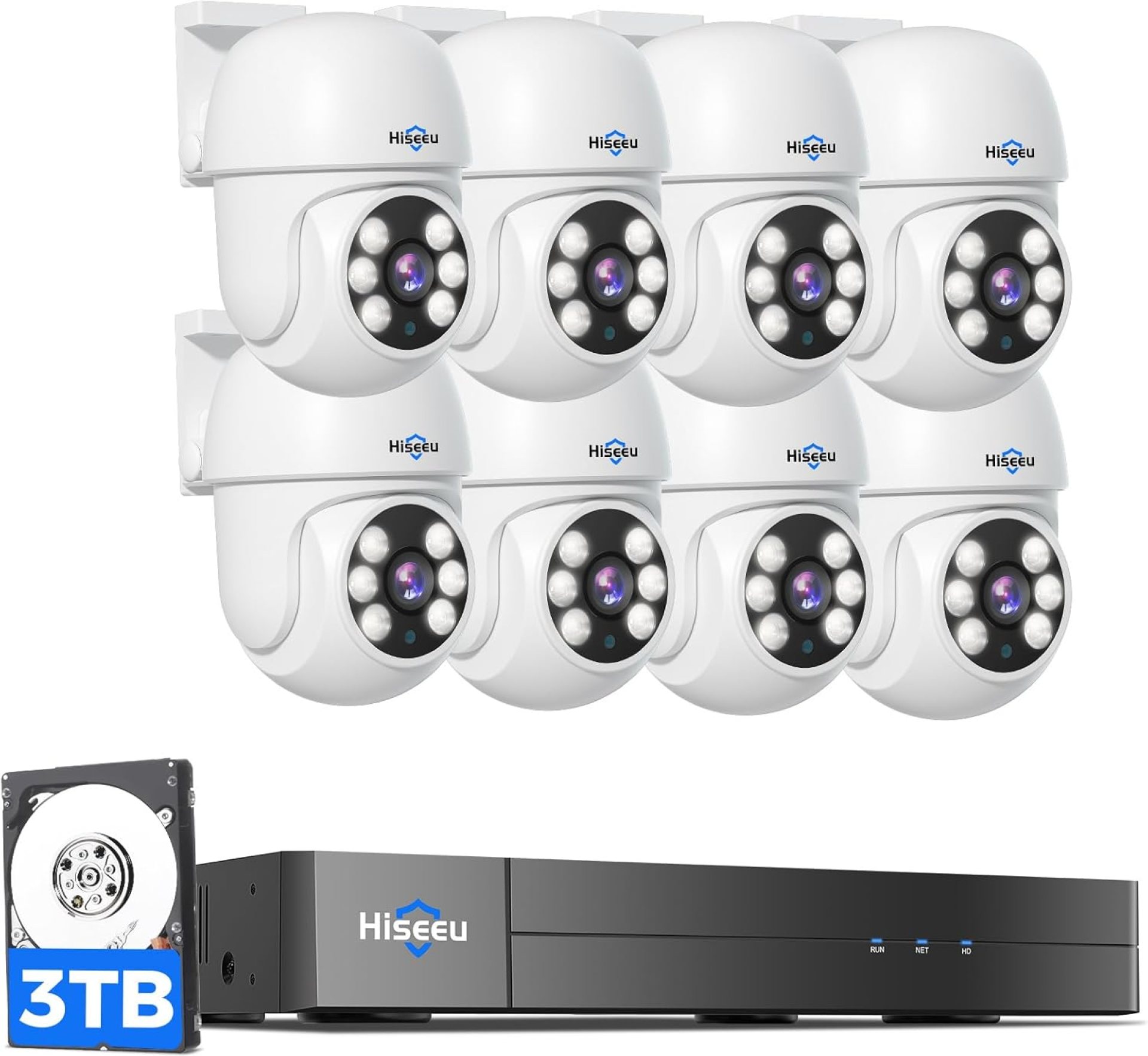 Hiseeu 3K Outdoor Wired Security Camera System with 8CH 5MP DVR & 8 PTZ Cameras,360° Coverage,Smart Dual Light & Audio,Person/Vehicle Detection,3TB HDD,100ft Night Vision,24/7 Recording,Smart Playback Hiseeu 3K Outdoor Wired Security Camera System with 8CH 5MP DVR & 8 PTZ Cameras,360° Coverage,Smart Dual Light & Audio,Person/Vehicle Detection,3TB HDD,100ft Night Vision,24/7 Recording,Smart Playback