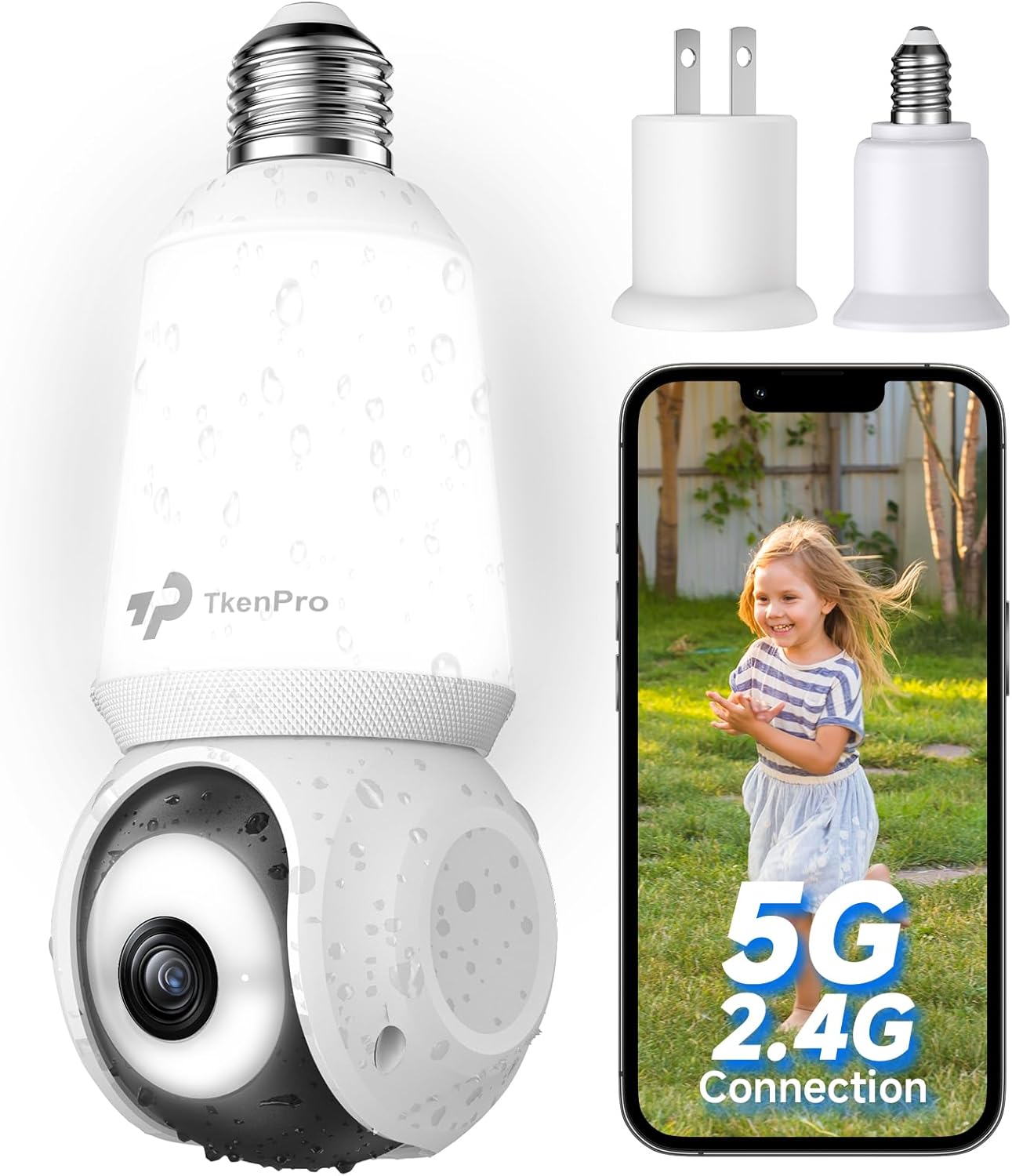 2K Light Bulb Security Camera Outdoor, 5G&2.4G WiFi Wireless Cameras for Home Security with Adjustable LED Lights, IPX6 Waterproof, 360° Motion Tracking and AI Human Detection -1 Pack 2K Light Bulb Security Camera Outdoor, 5G&2.4G WiFi Wireless Cameras for Home Security with Adjustable LED Lights, IPX6 Waterproof, 360° Motion Tracking and AI Human Detection -1 Pack