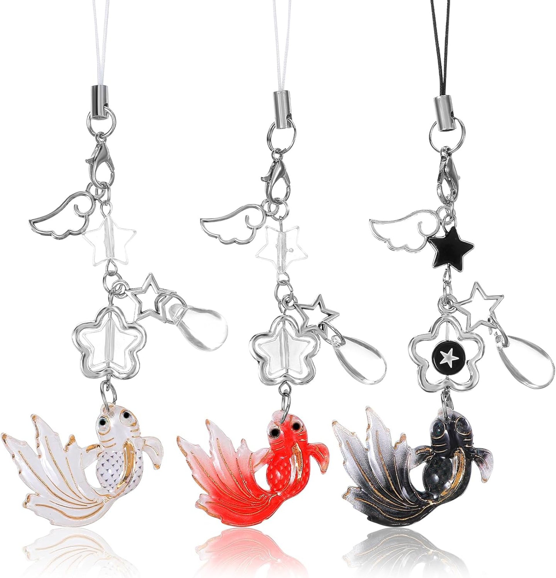 3 Pcs Cute Y2K Koi Star Phone Charms Accessories for Women Phone Case Bag Purse Keychain Camera Decor 3 Pcs Cute Y2K Koi Star Phone Charms Accessories for Women Phone Case Bag Purse Keychain Camera Decor