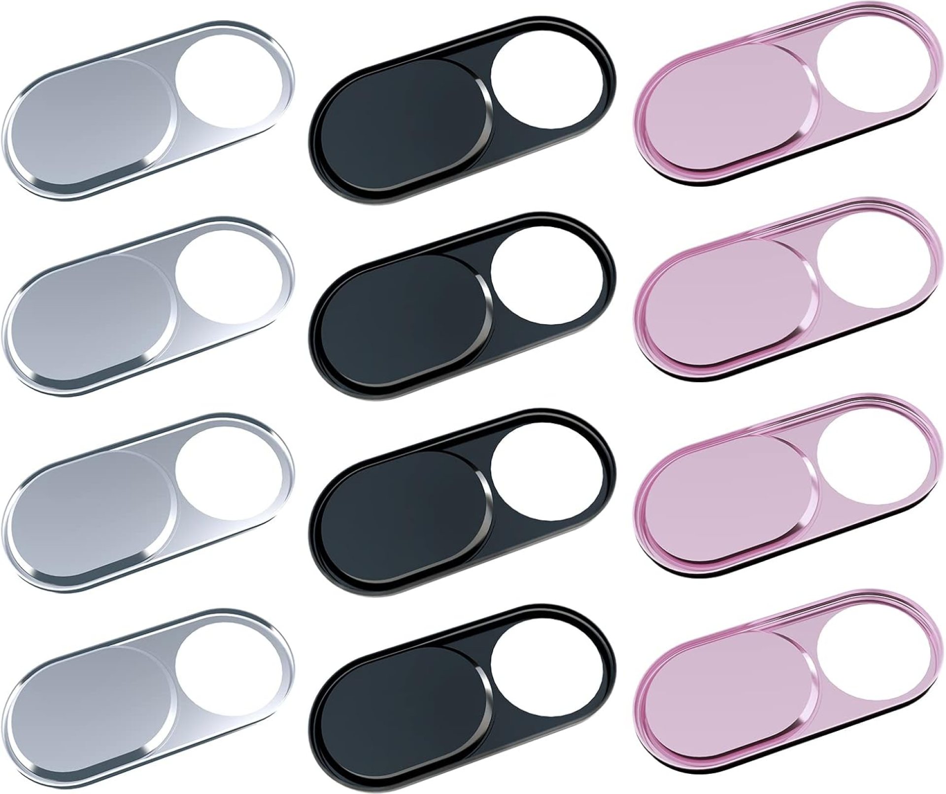 HKDGYHON Webcam Cover, Camera Cover Slide, 0.027in Ultra-Thin Metal Camera Cover for Laptop, PC, MacBook, iMac, iPad, iPhone, Smartphone, Web Camera Protect Your Privacy (Black/Pink/Silver-12 Pack) HKDGYHON Webcam Cover, Camera Cover Slide, 0.027in Ultra-Thin Metal Camera Cover for Laptop, PC, MacBook, iMac, iPad, iPhone, Smartphone, Web Camera Protect Your Privacy (Black/Pink/Silver-12 Pack)